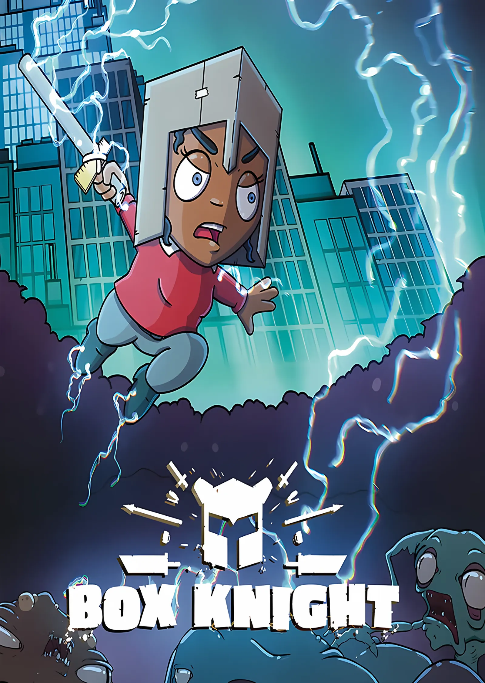 Box Knight: Kutu Miğferli Kahraman metal tablo