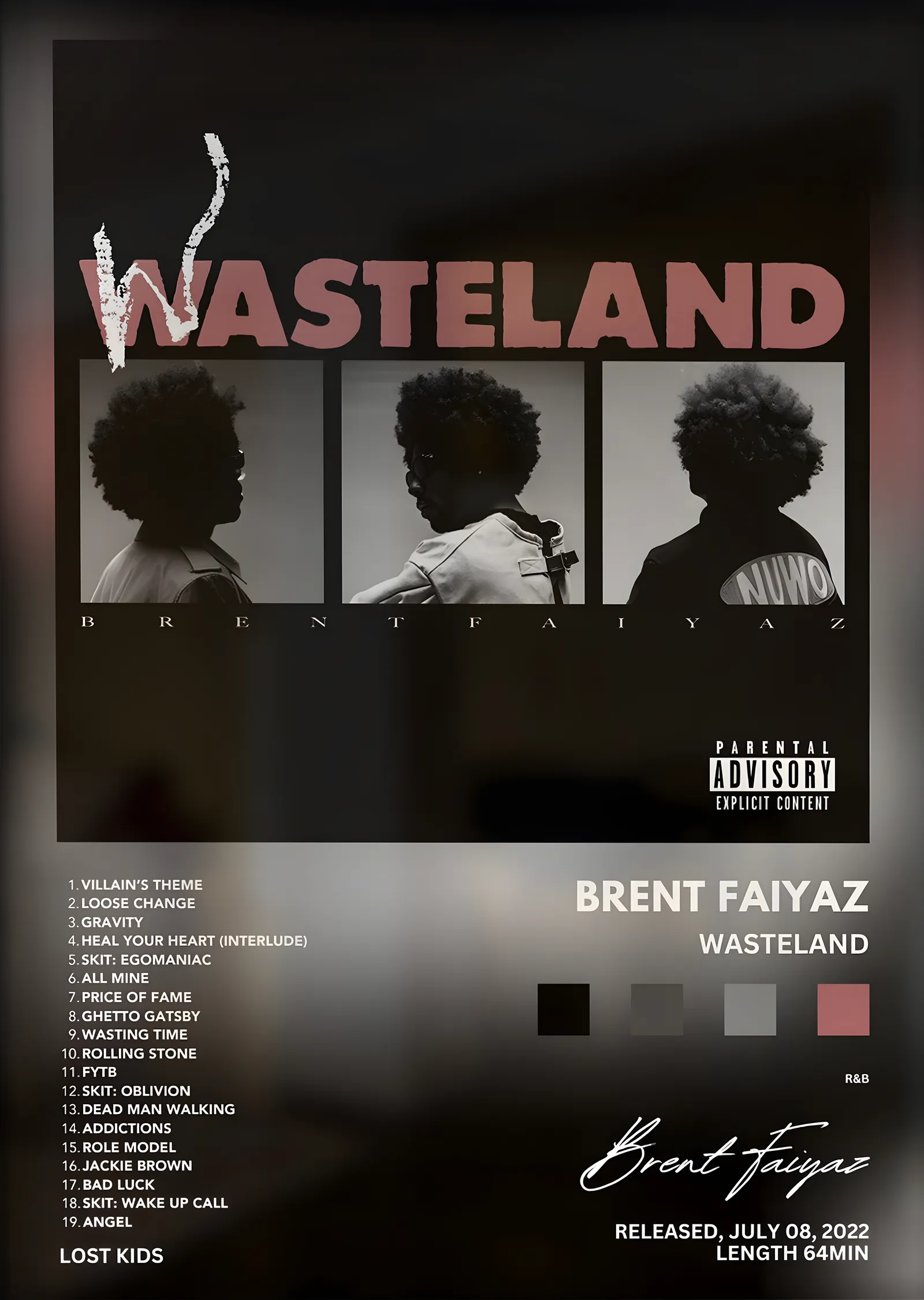 Brent Faiyaz: Wasteland metal tablo