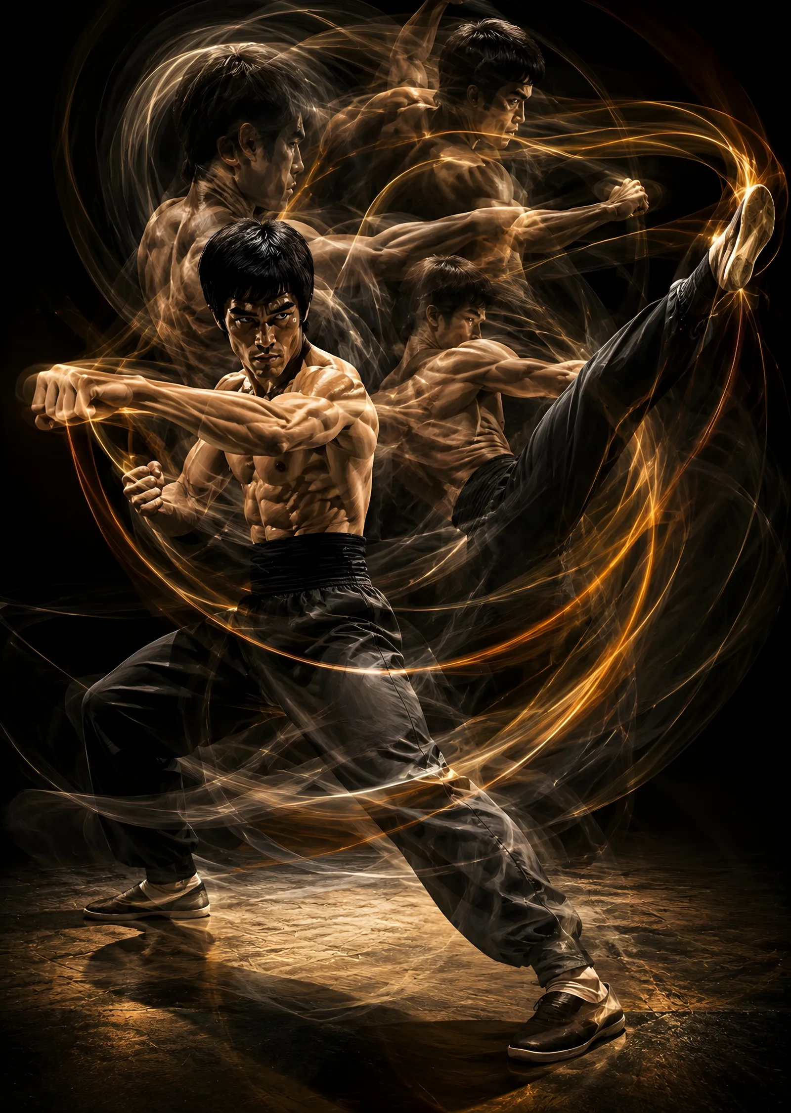 Bruce Lee - Işık İzleri metal tablo