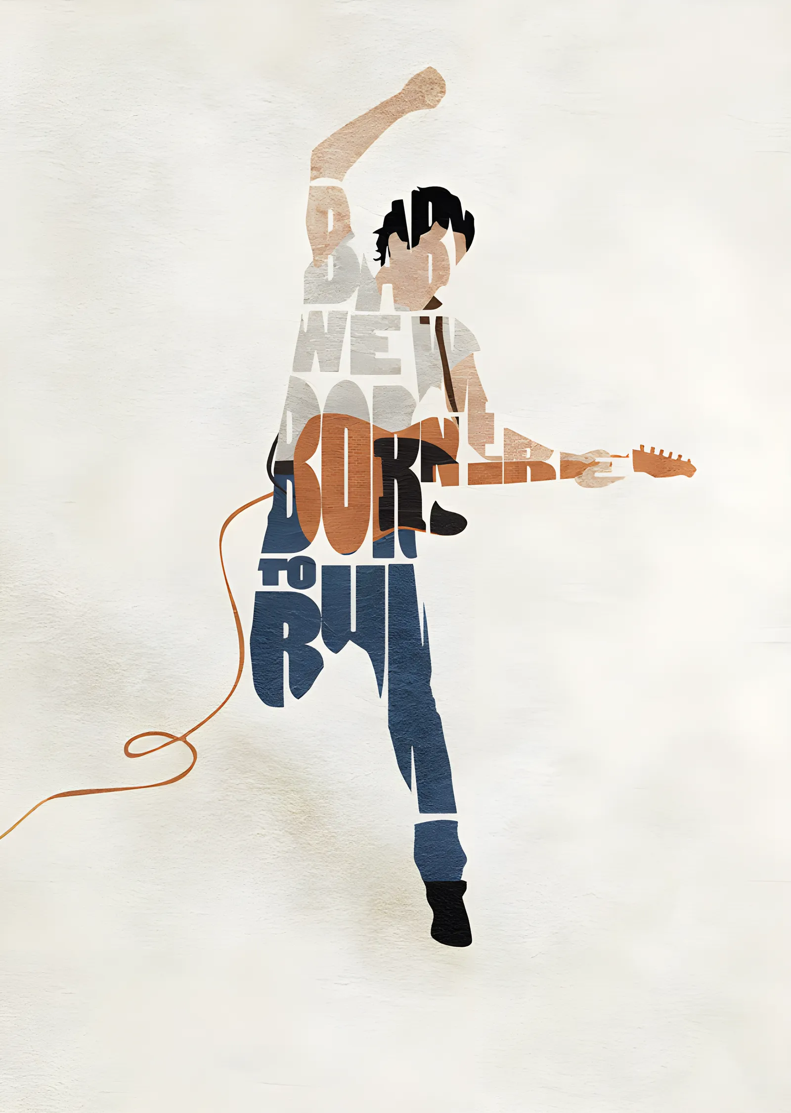 Bruce Springsteen - Born to Run: Tipografik Figür metal tablo