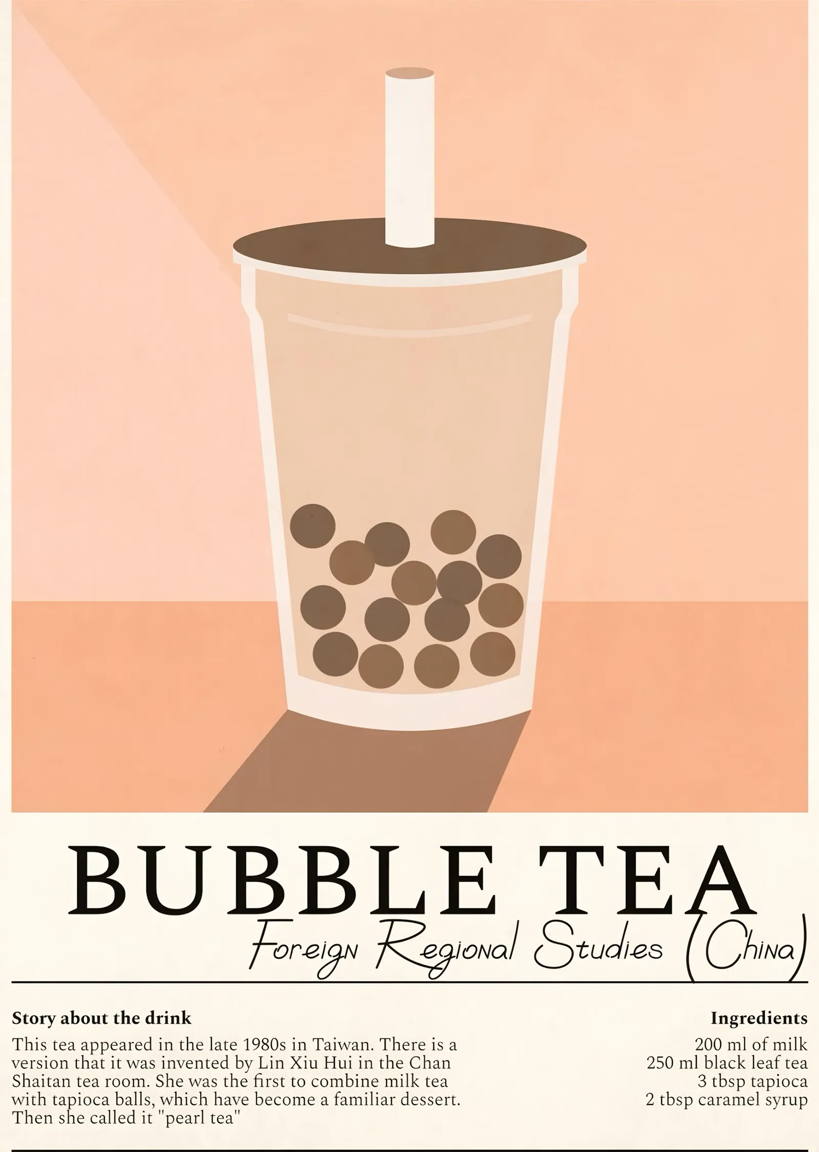 Bubble Tea: Pastel Zeminde İnci Çayı metal tablo