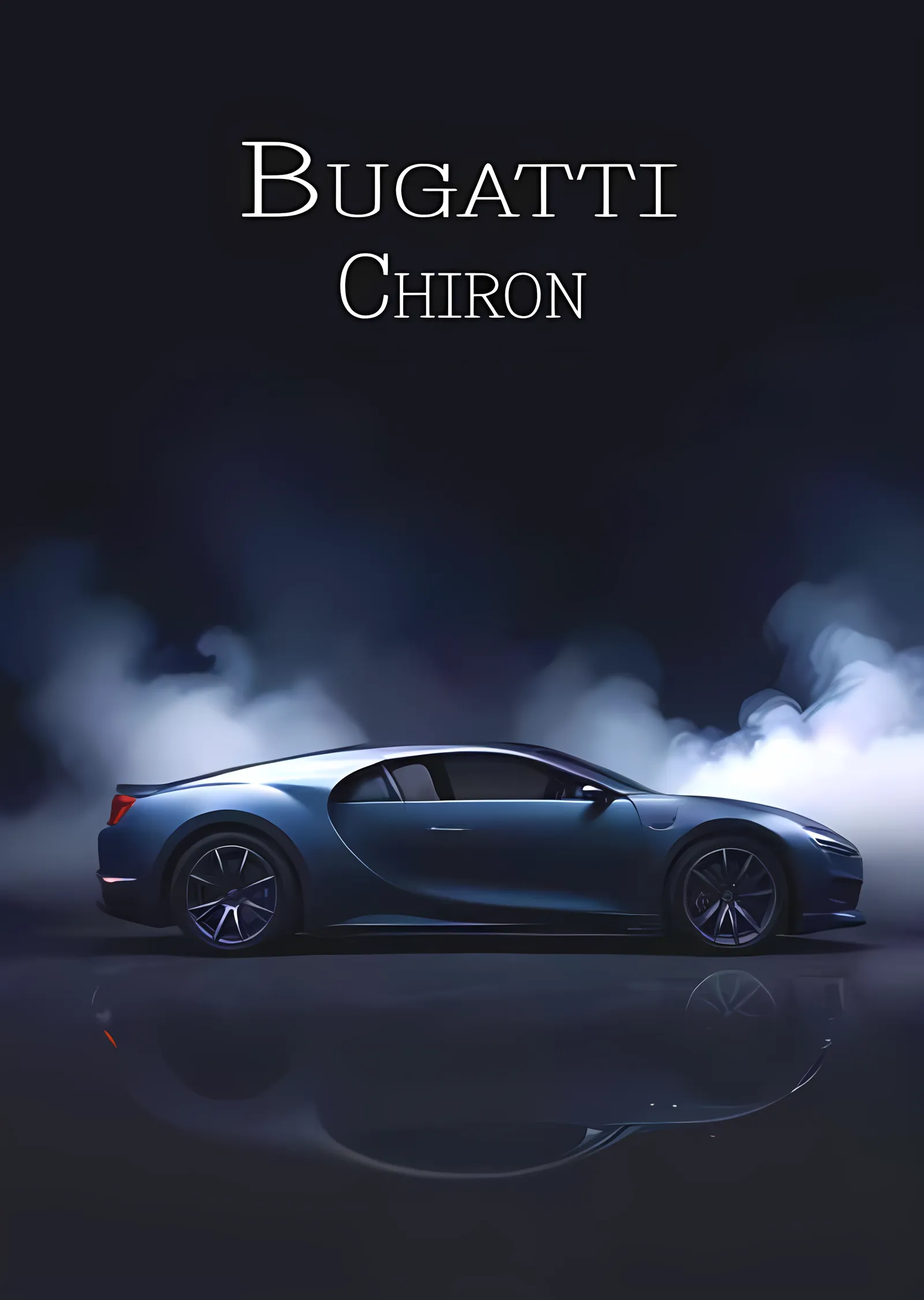 Bugatti Chiron - Sisli Karanlıkta Tipografi metal tablo