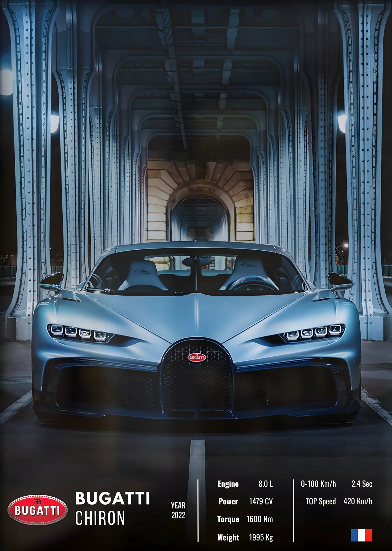 Bugatti Chiron (Teknik Föy) metal tablo