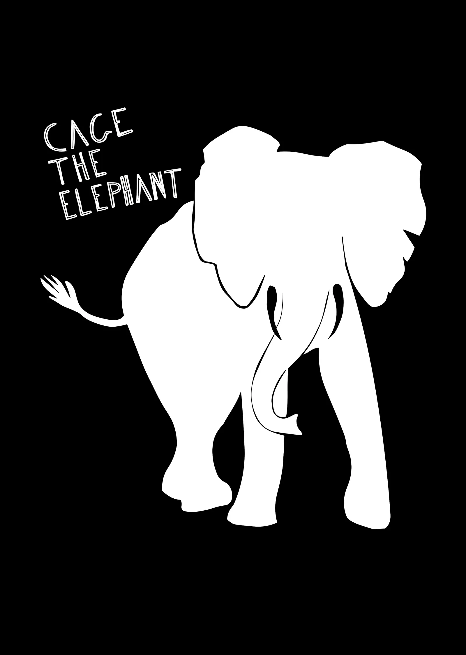 Cage the Elephant: Beyaz Fil Silueti metal tablo