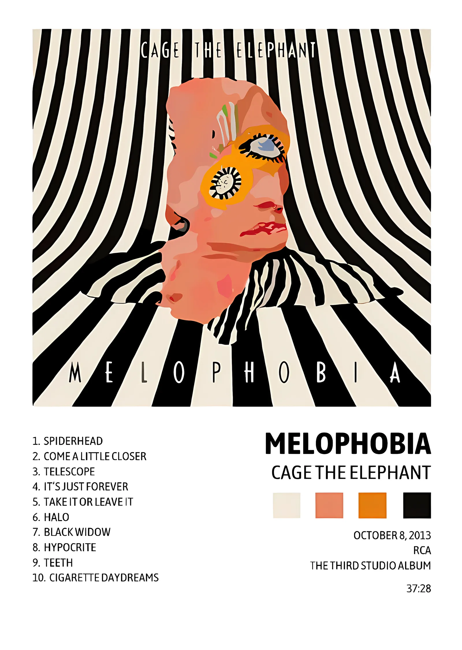 Cage the Elephant: Melophobia Krem Baskı metal tablo