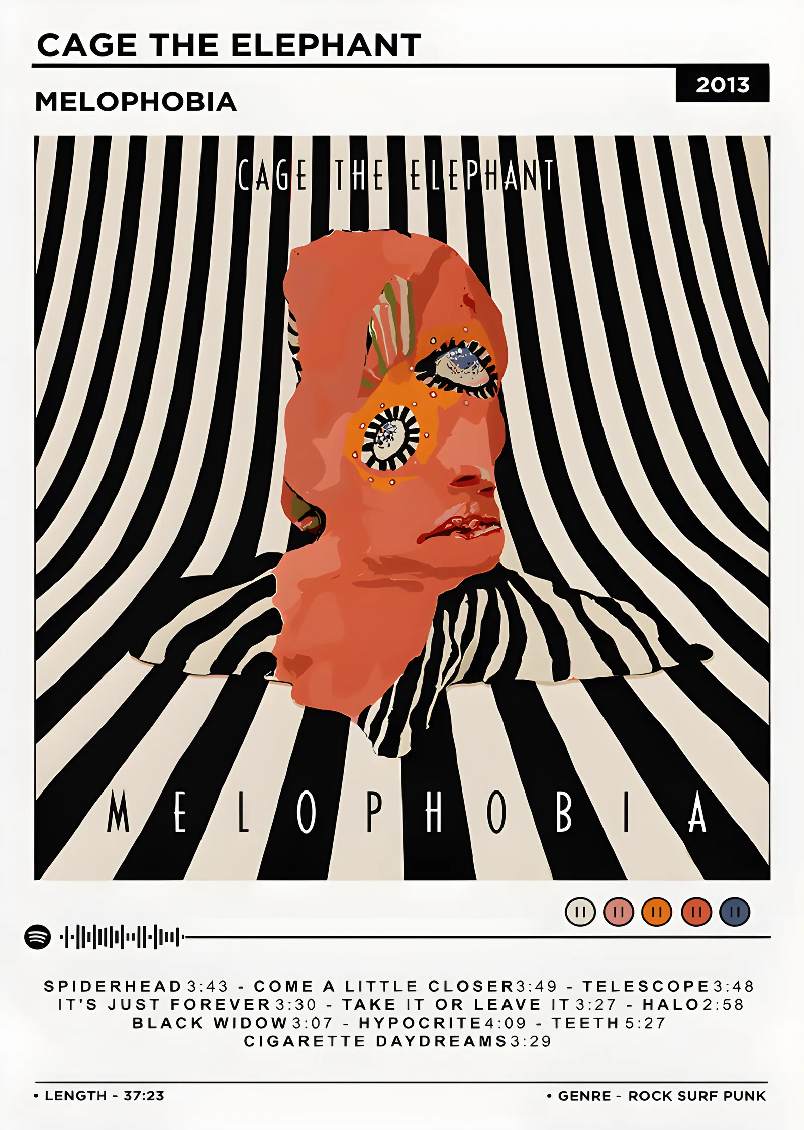 Cage the Elephant: Melophobia Şarkı Listesi metal tablo