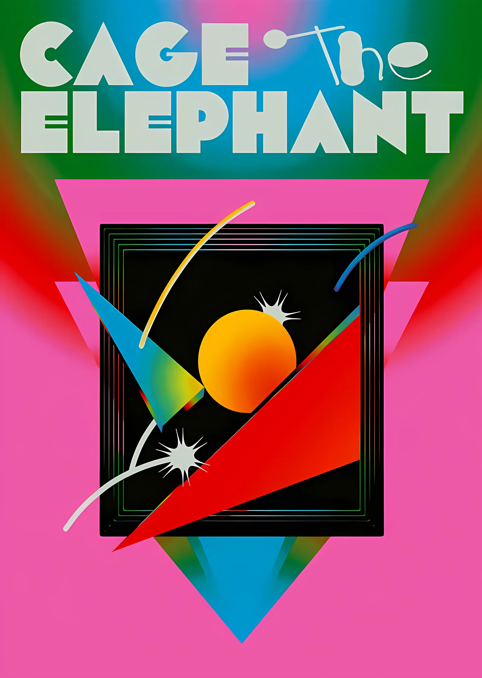 Cage the Elephant: Pembe Geometrik Afiş metal tablo