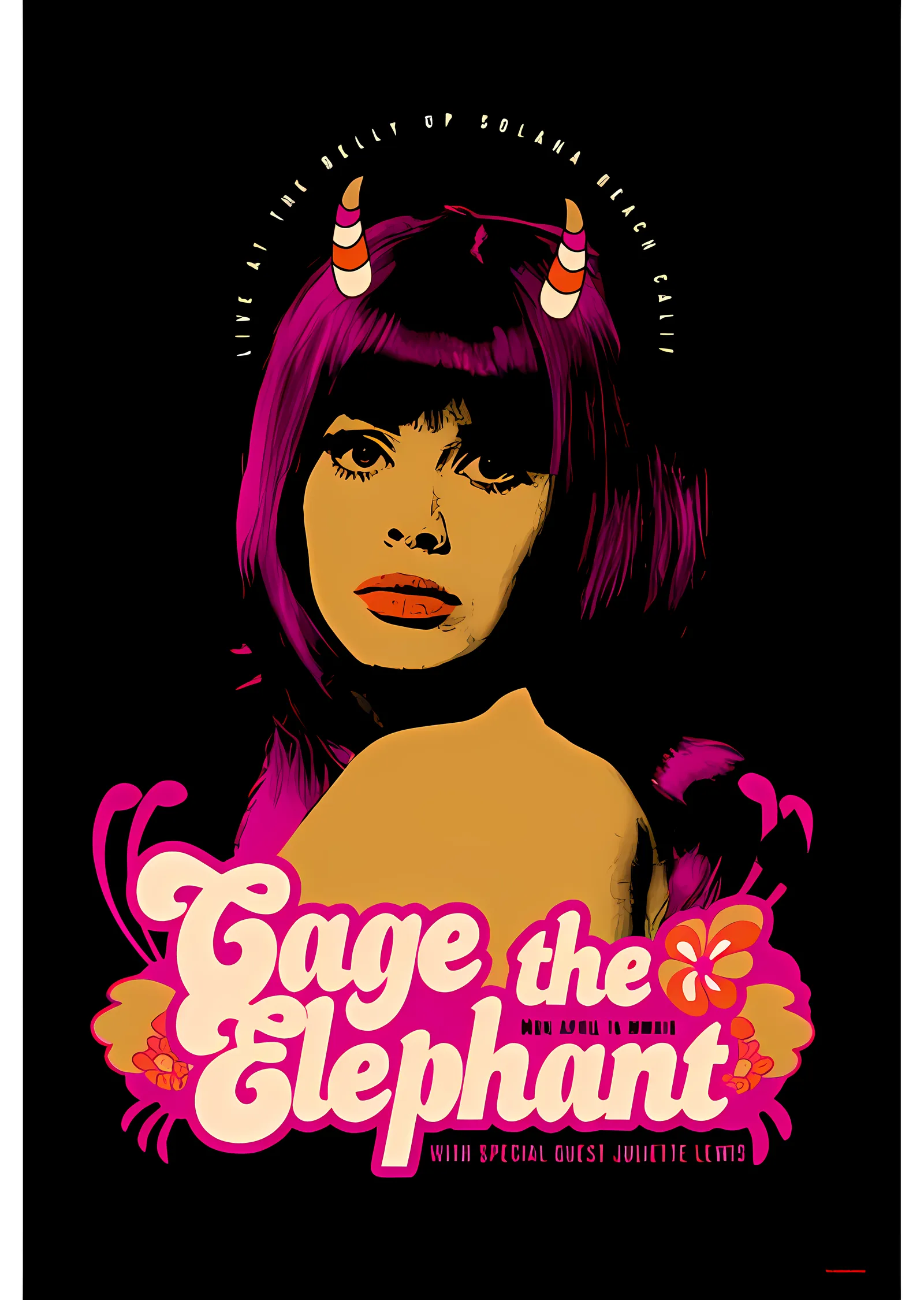 Cage the Elephant: Solana Beach Konser Afişi metal tablo