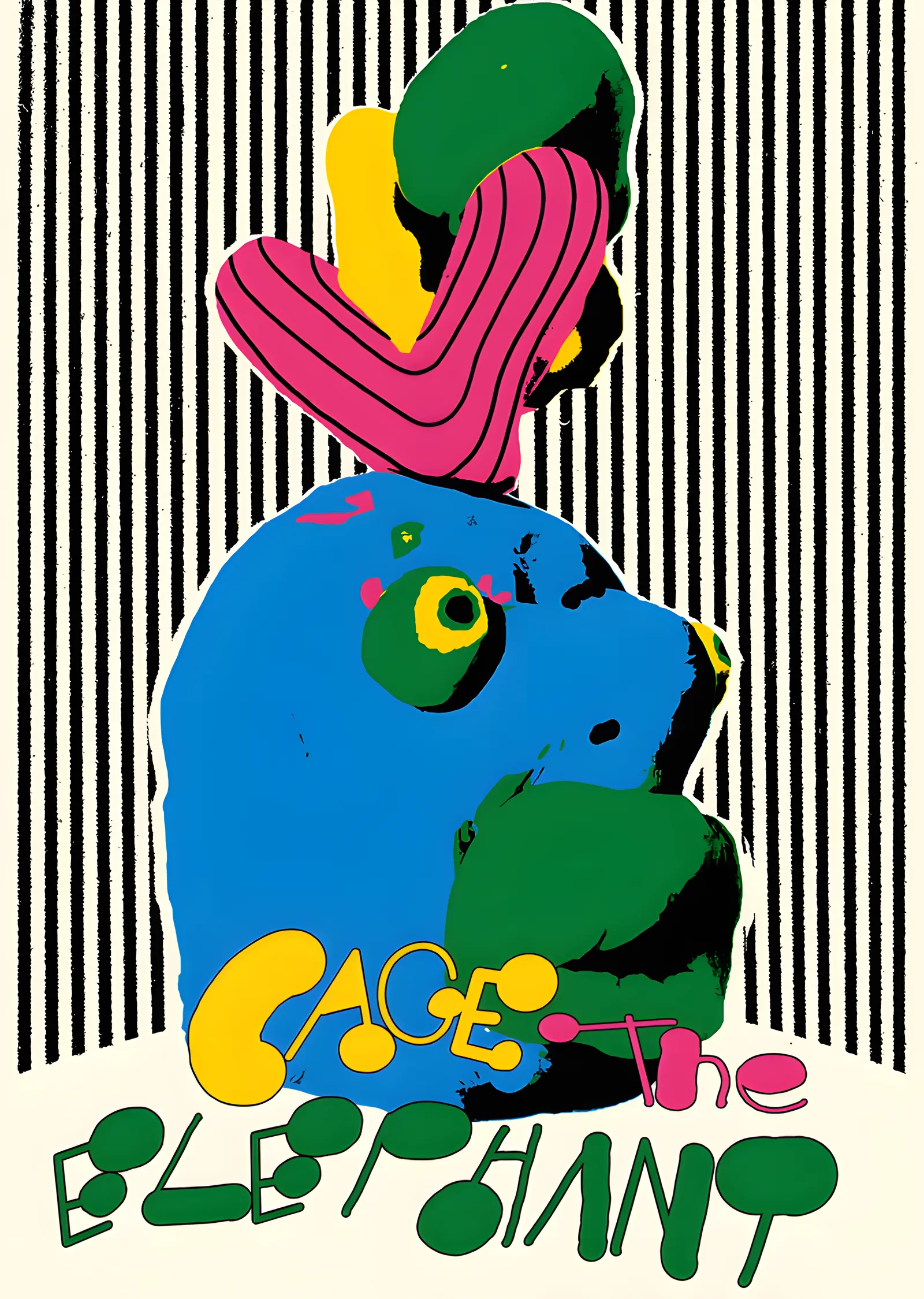 Cage the Elephant: Soyut Fil Silueti metal tablo