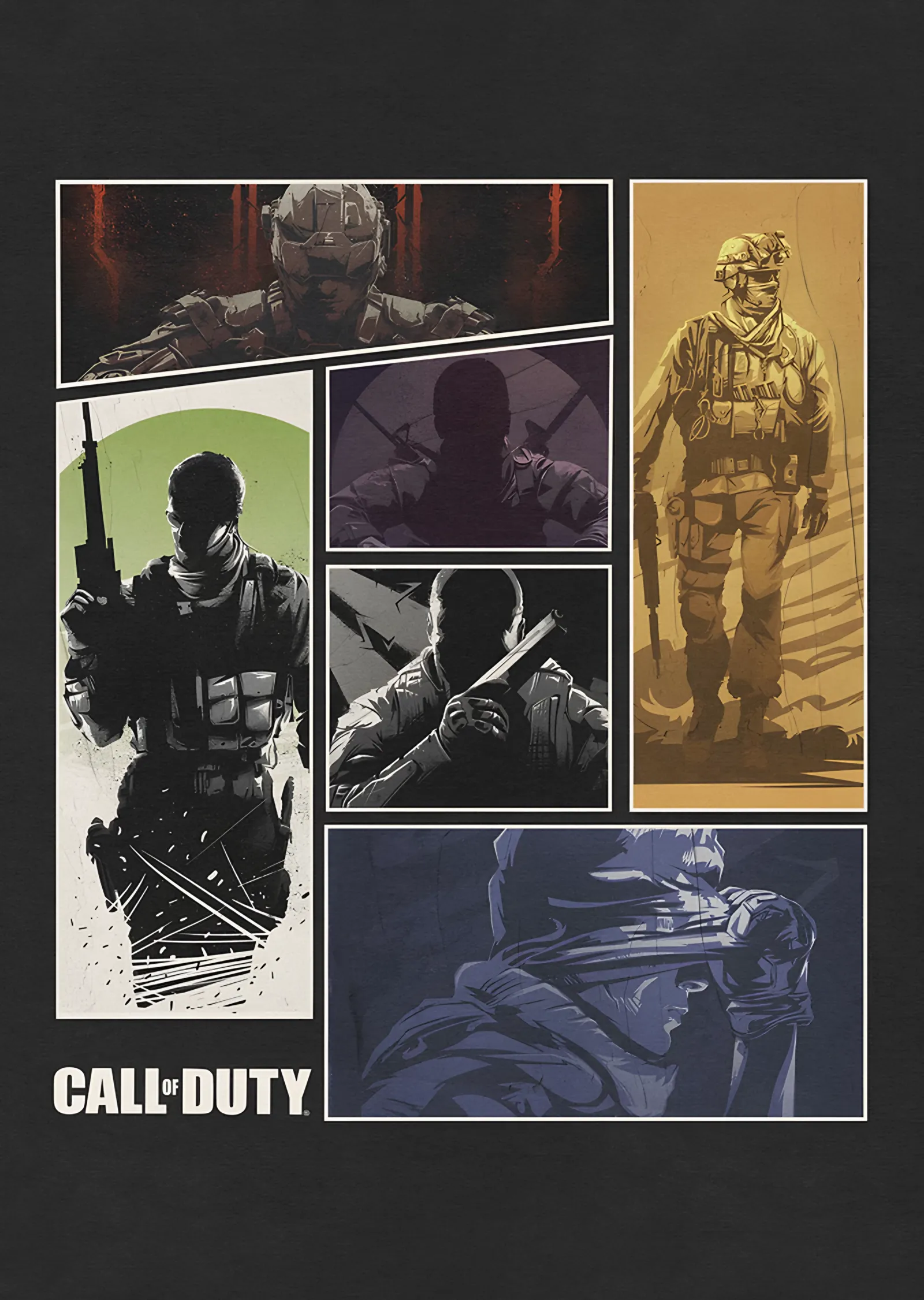 Call of Duty: Renkli Karelerde Asker Kolajı metal tablo