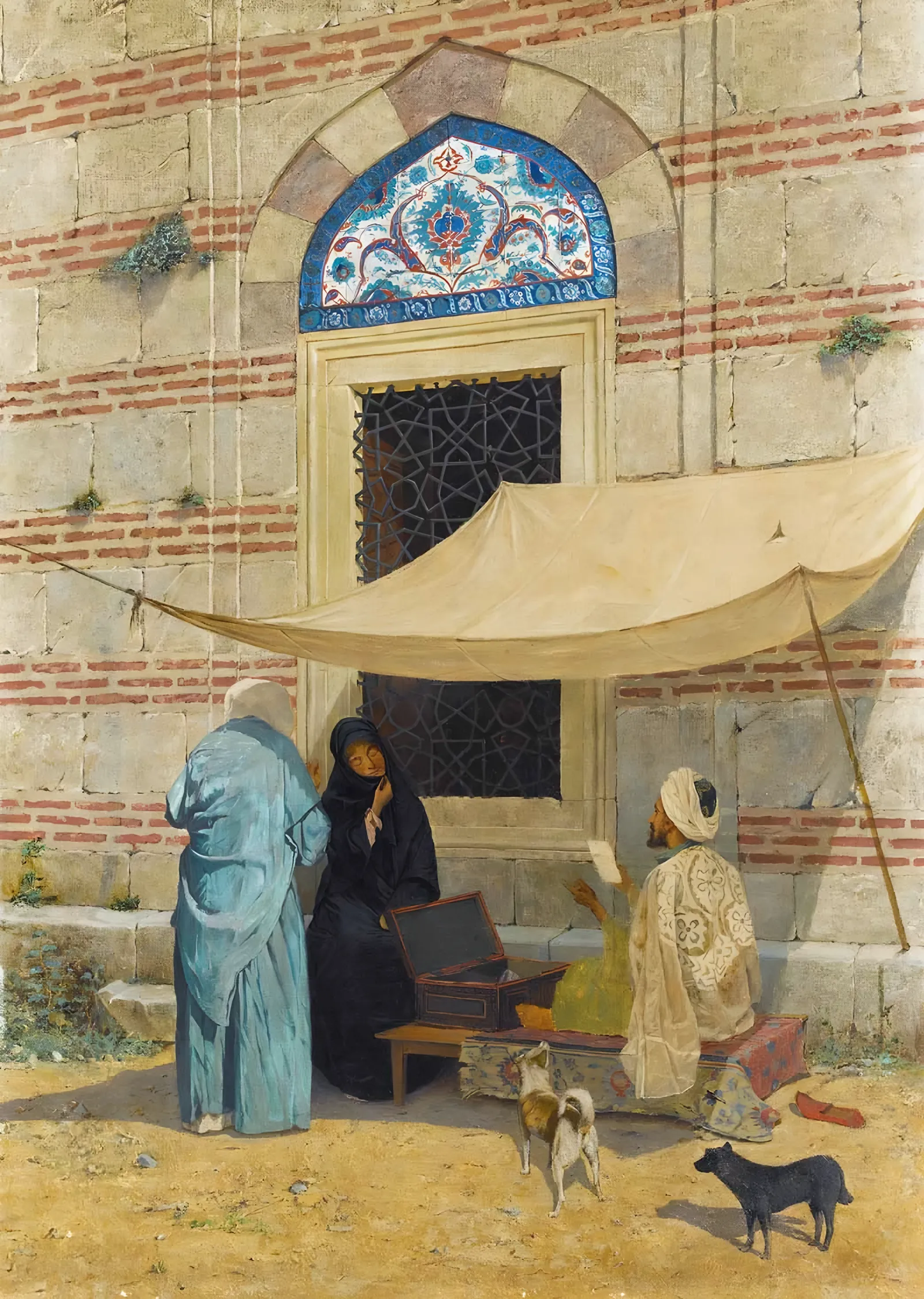 Cami Önünde Arzuhalci - Osman Hamdi Bey metal tablo