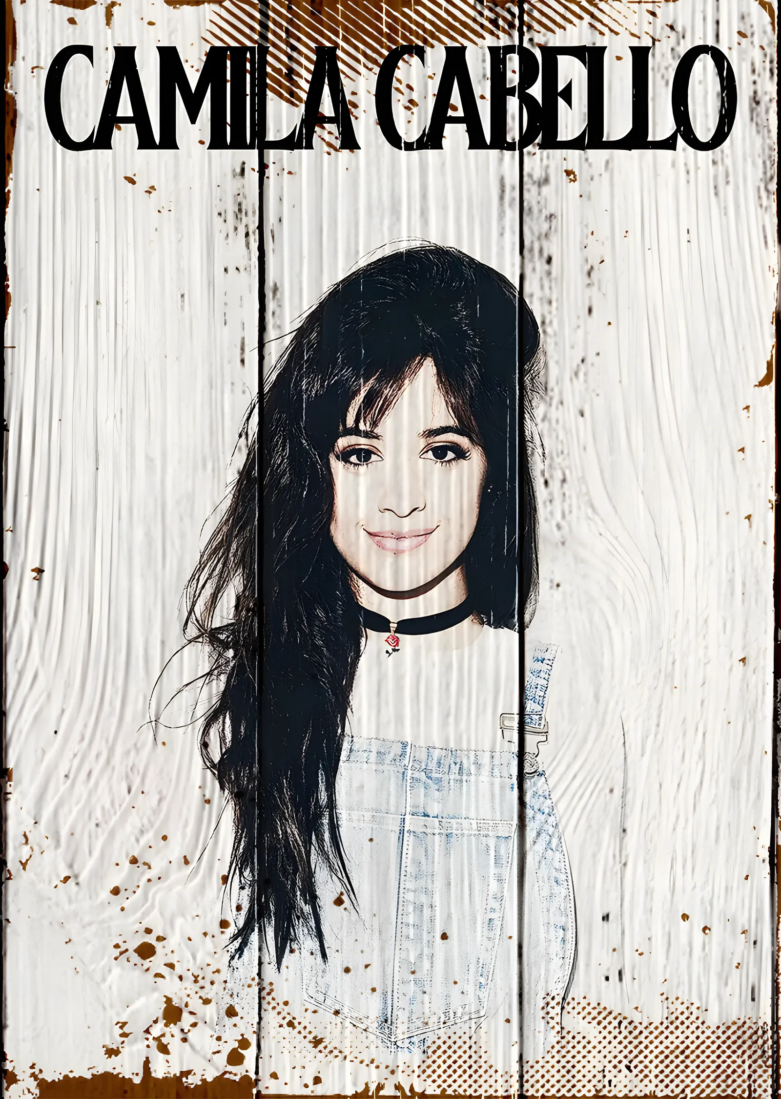 Camila Cabello: Ahşap Doku Baskısı metal tablo