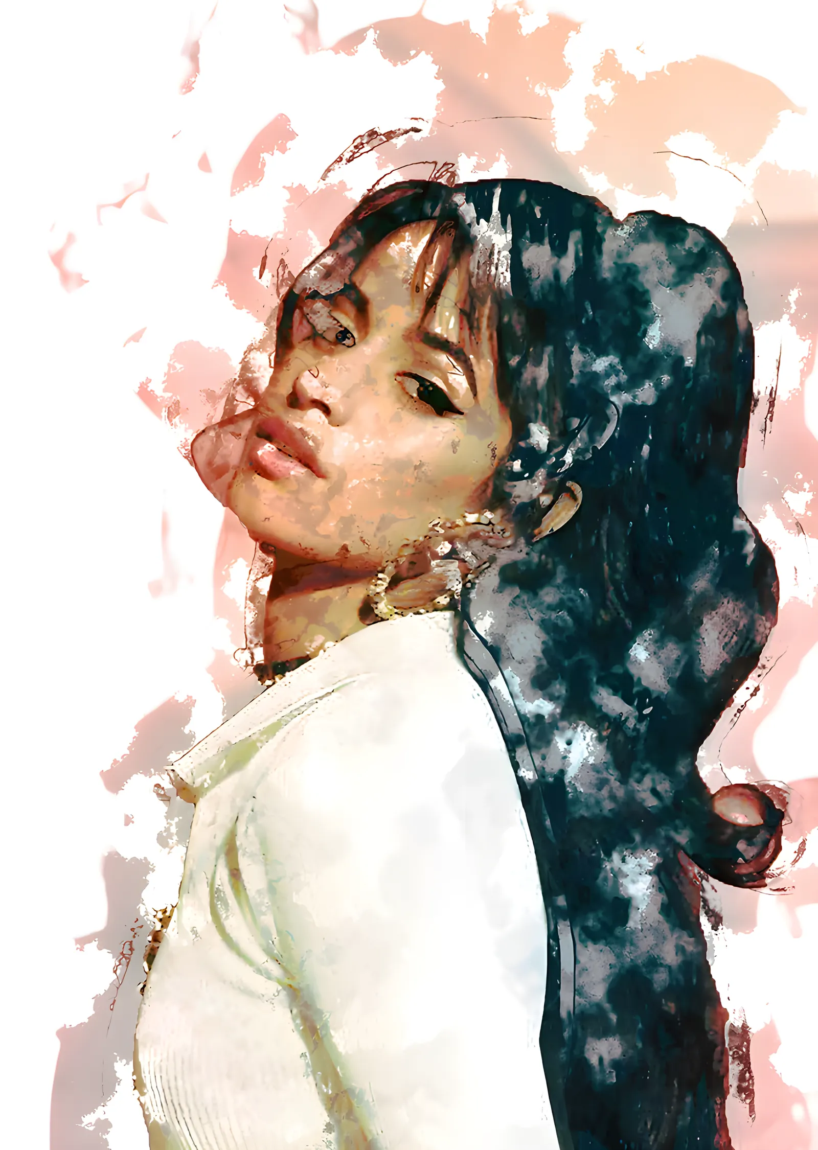 Camila Cabello: Beyaz Ceket Suluboya metal tablo