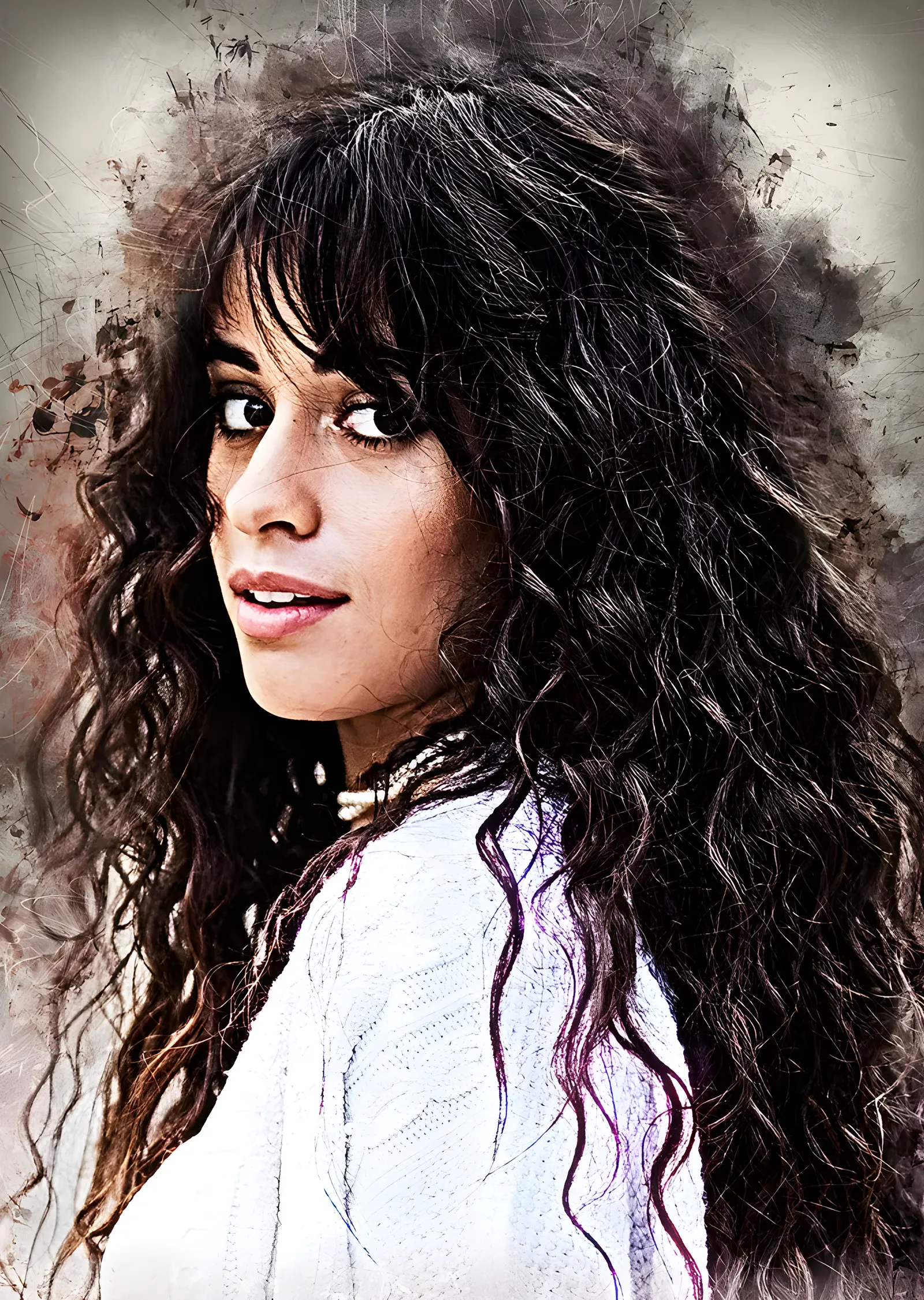 Camila Cabello: Bukleli Saç Portresi metal tablo