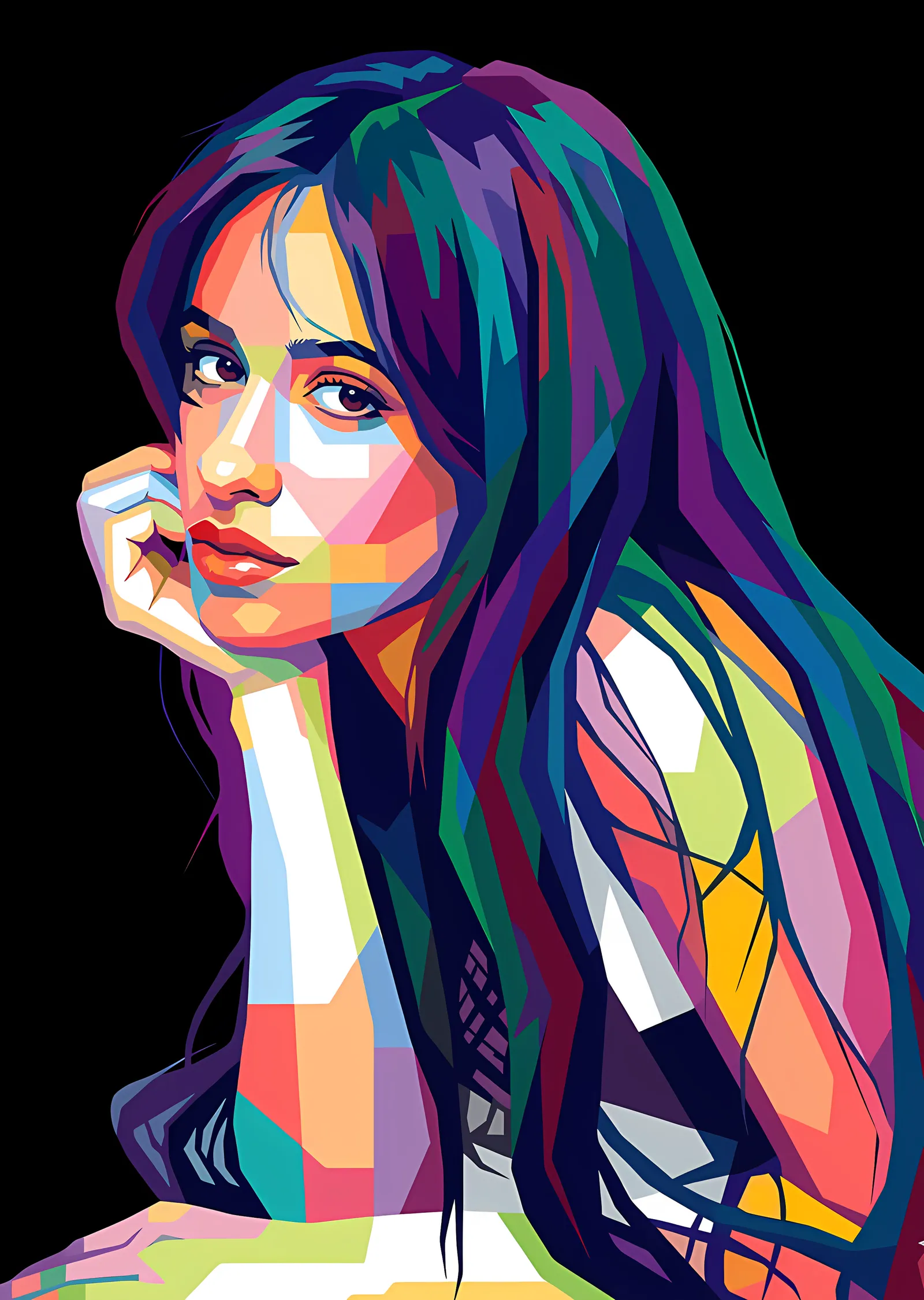 Camila Cabello: Mor Yeşil Pop Art metal tablo