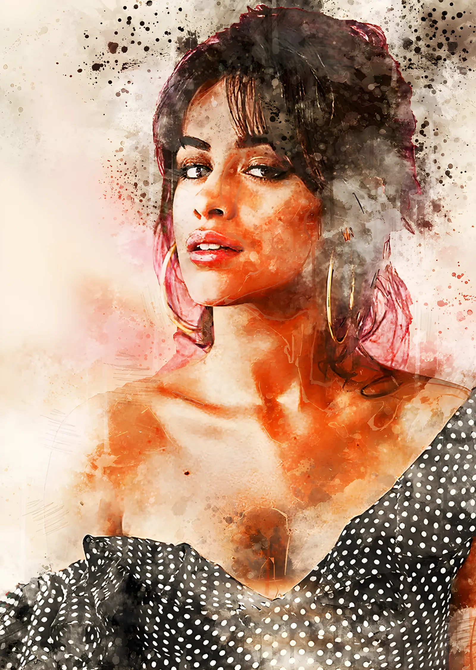 Camila Cabello: Puantiyeli Suluboya metal tablo