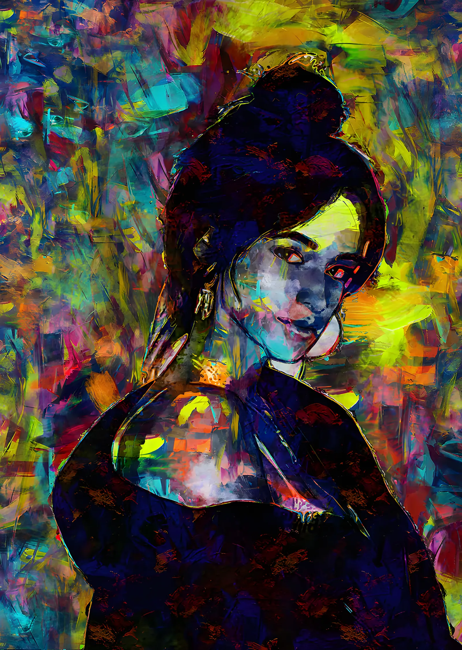 Camila Cabello: Renkli Doku Boyaması metal tablo