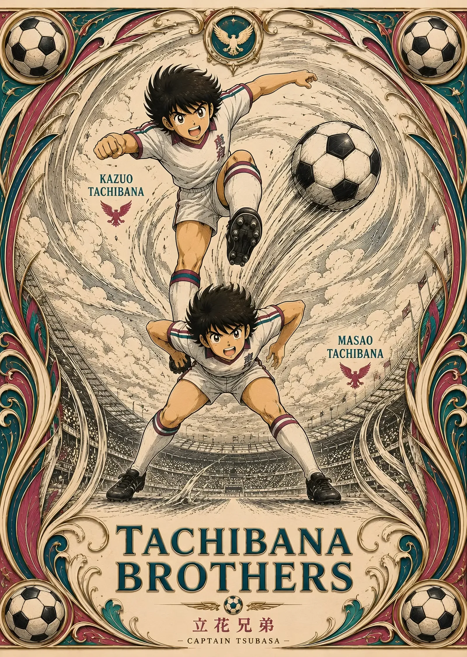 Captain Tsubasa - Tachibana Kardeşler metal tablo