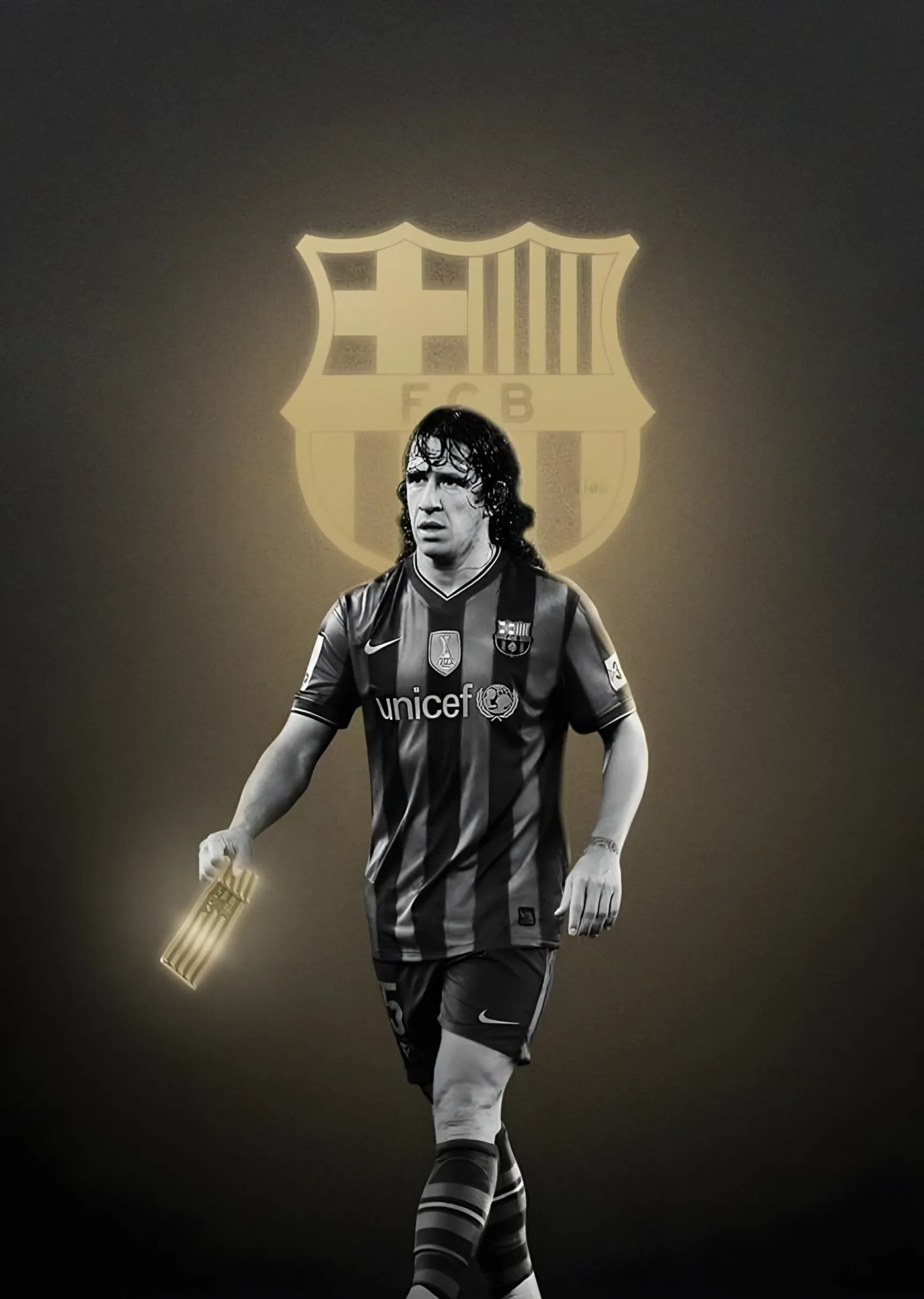 Carles Puyol: Barcelona Armasının Önünde metal tablo