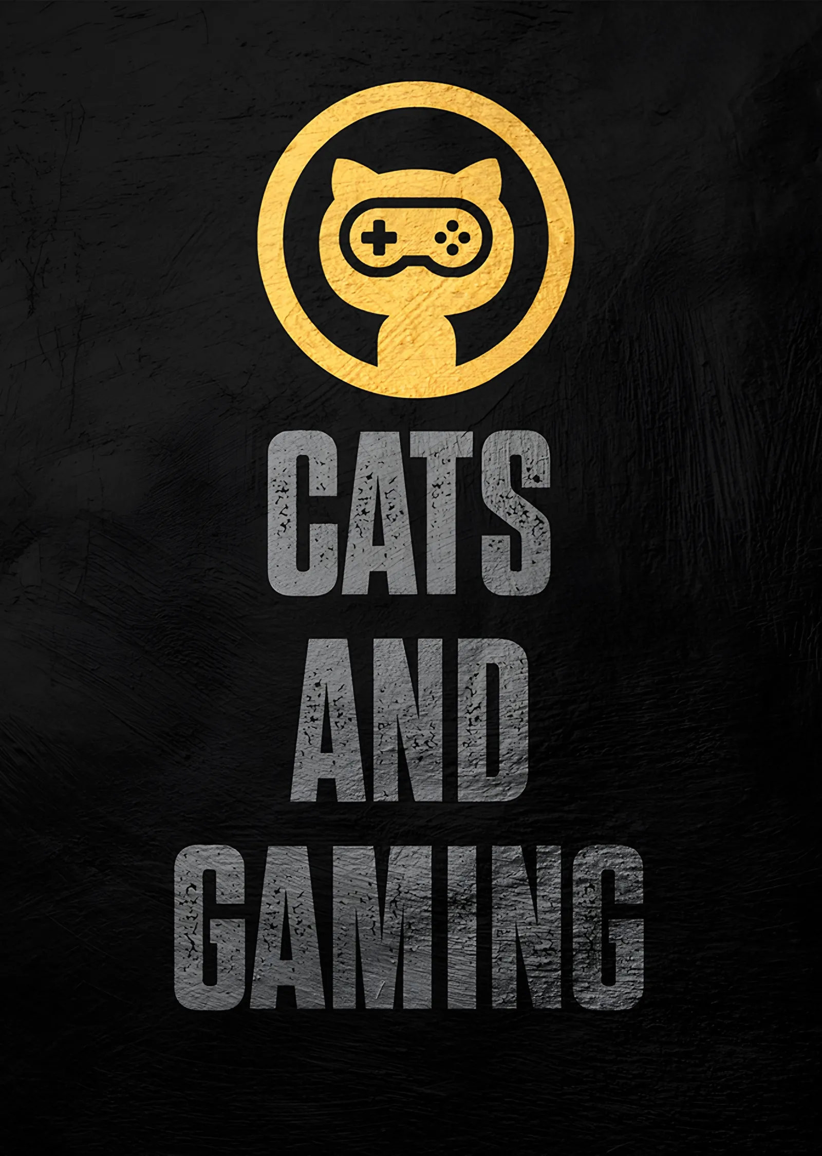 Cats and Gaming: Altın Kedi Kumanda Amblemi metal tablo