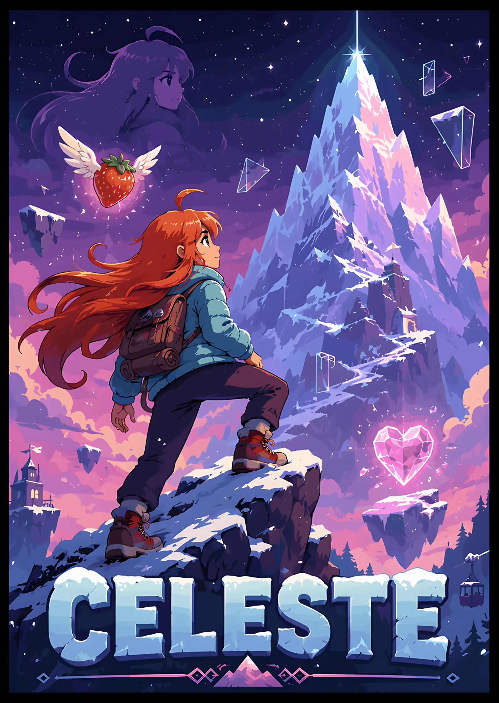 Celeste: Kristal Dağın Önünde Madeline metal tablo