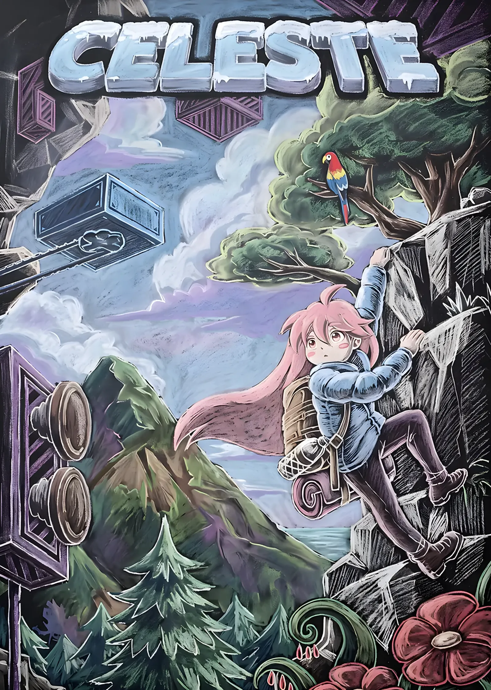 Celeste: Tebeşir Dokusunda Dağ Tırmanışı metal tablo