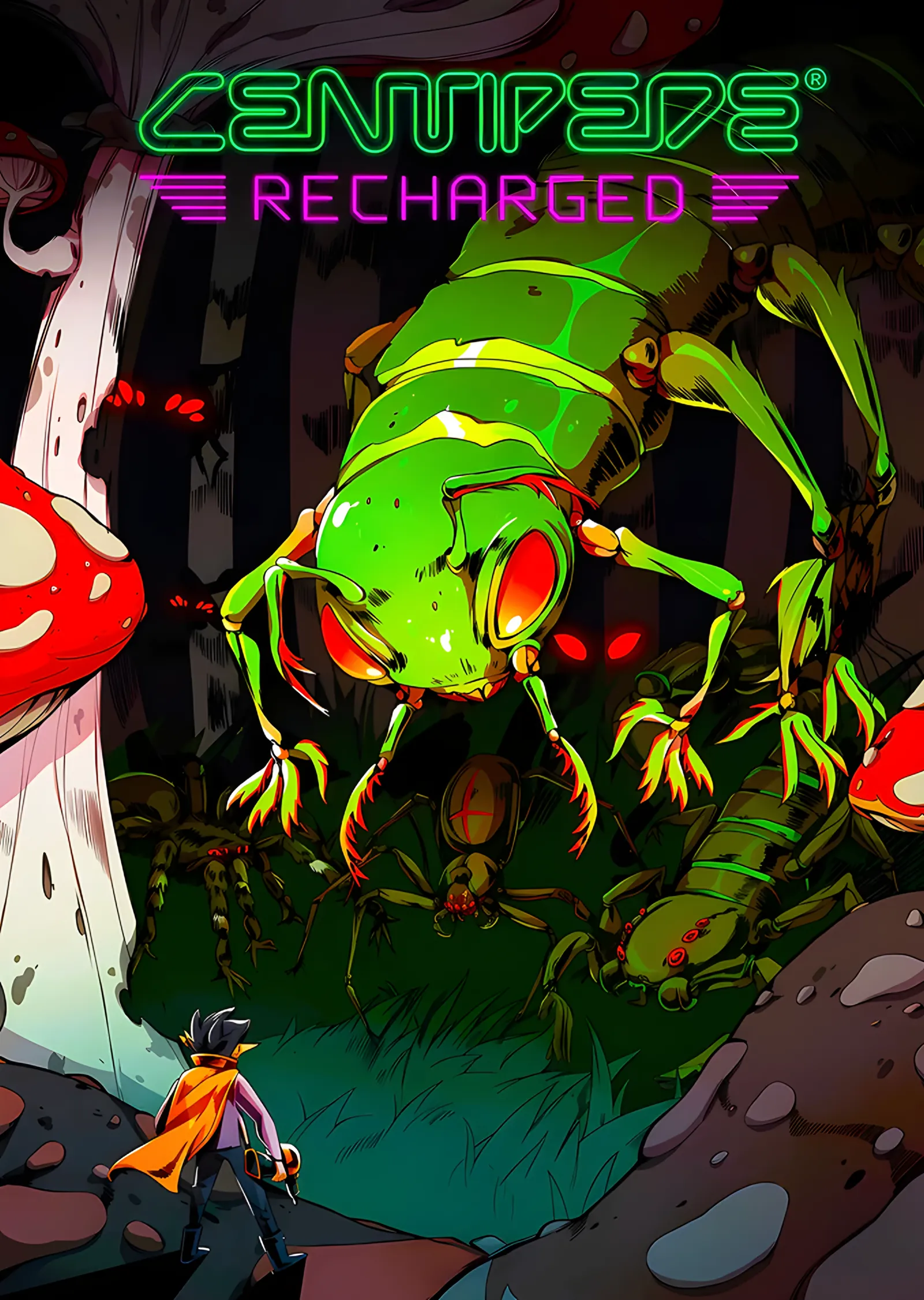 Centipede Recharged: Neon Yeşil Kırkayak metal tablo
