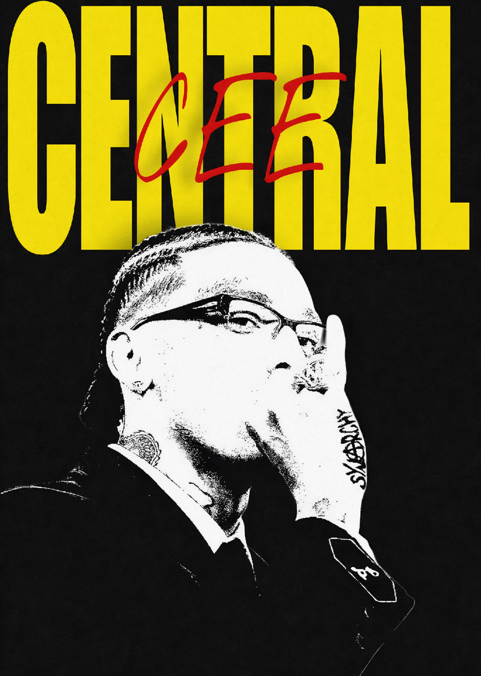 Central Cee - Sarı Tipografi Kapak metal tablo