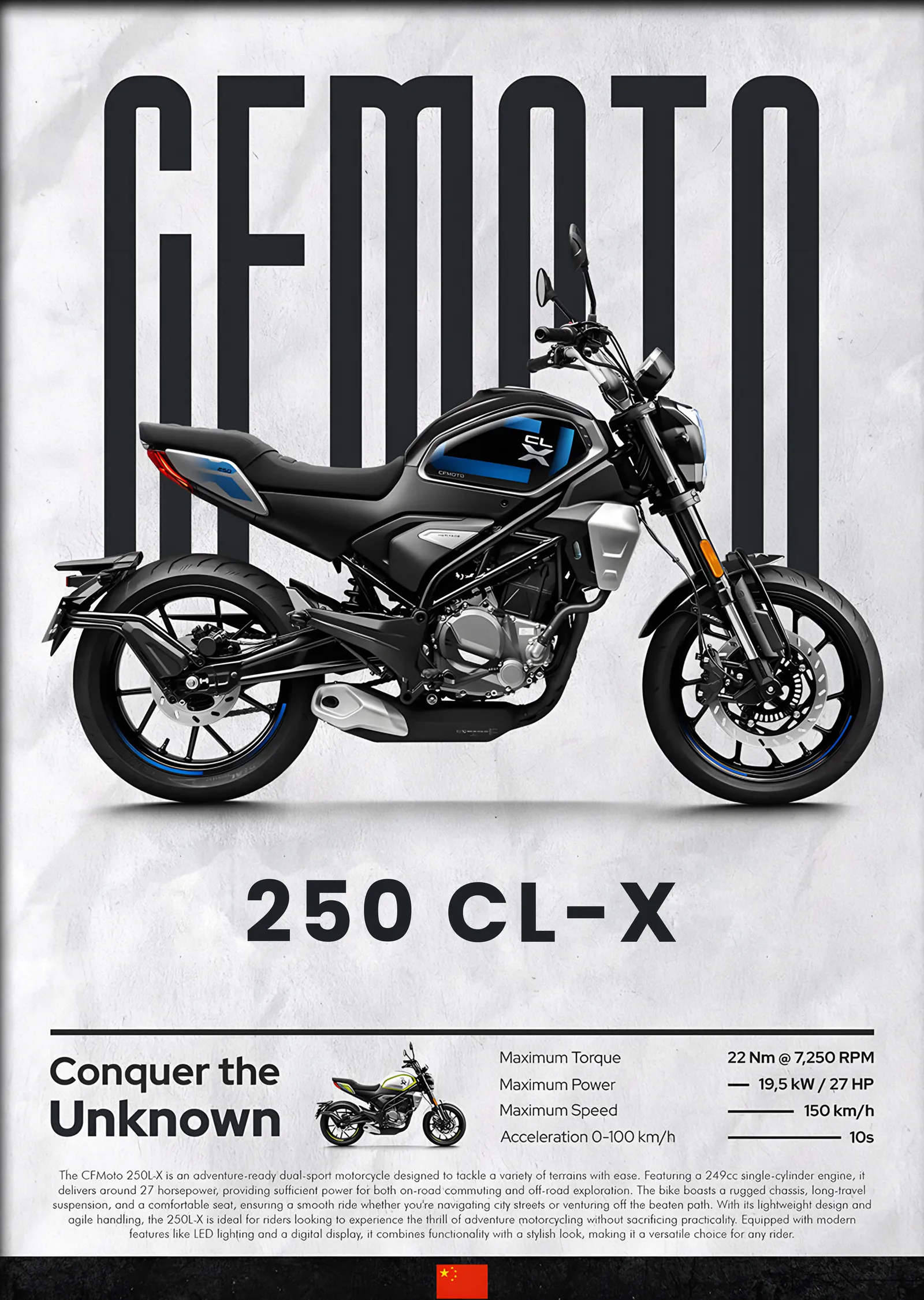 CFMOTO 250 CL-X metal tablo