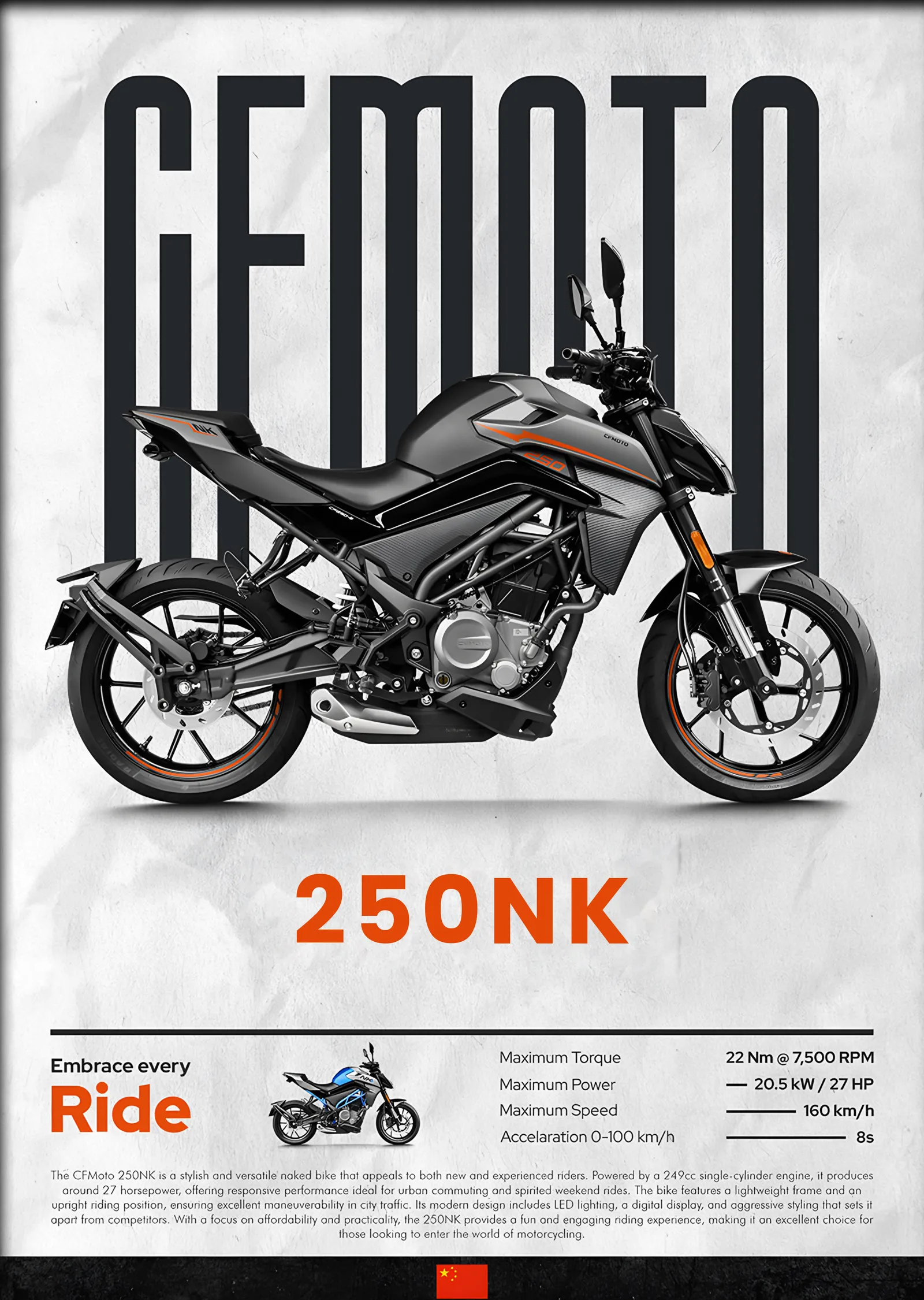 CFMOTO 250NK metal tablo