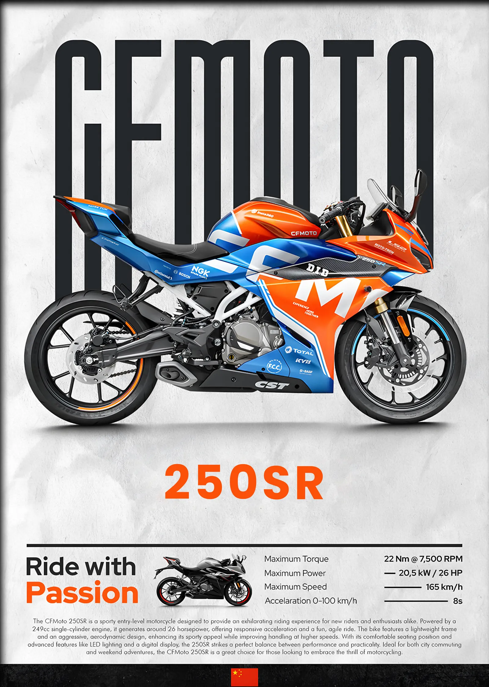 CFMOTO 250SR metal tablo