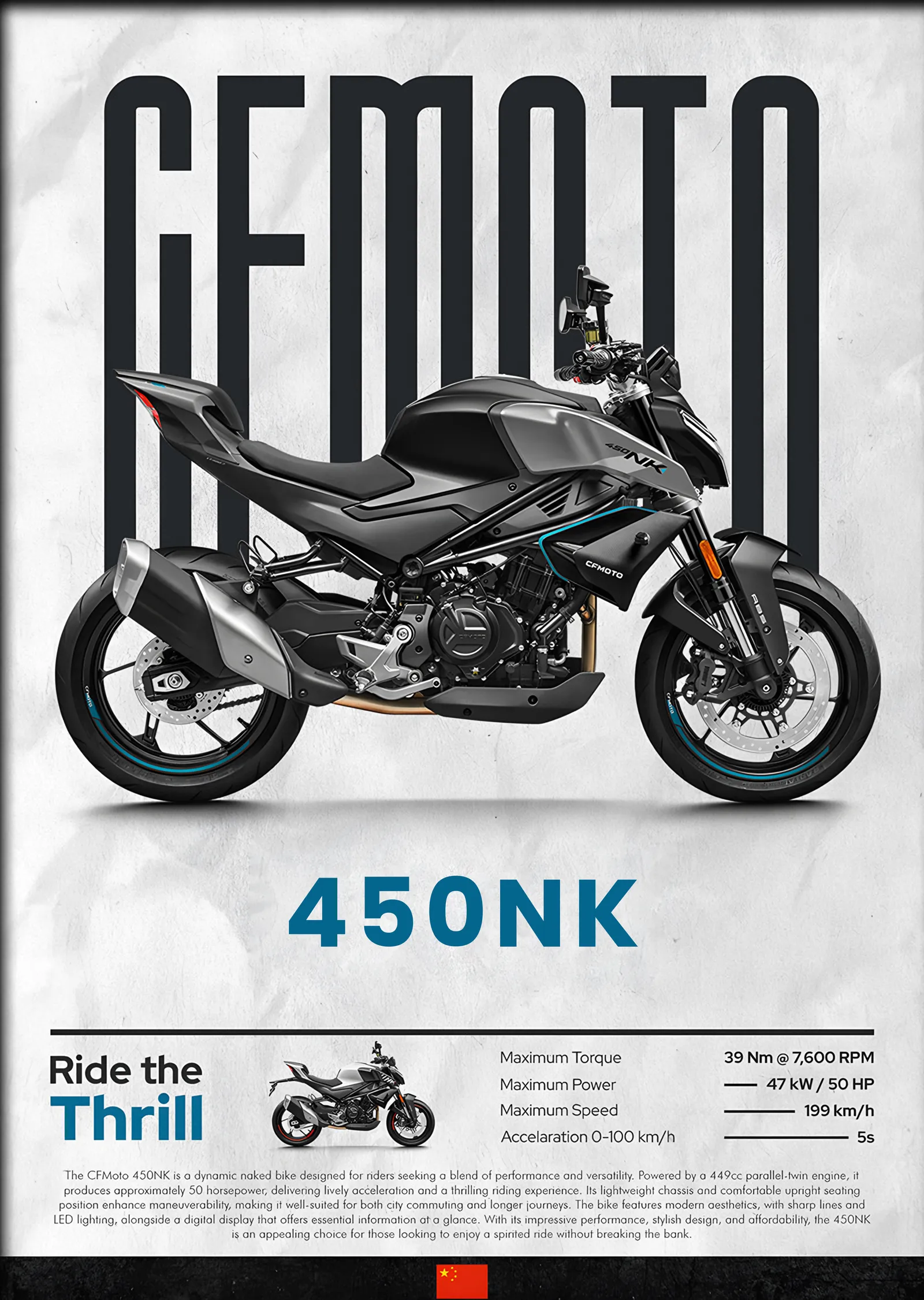 CFMOTO 450NK metal tablo