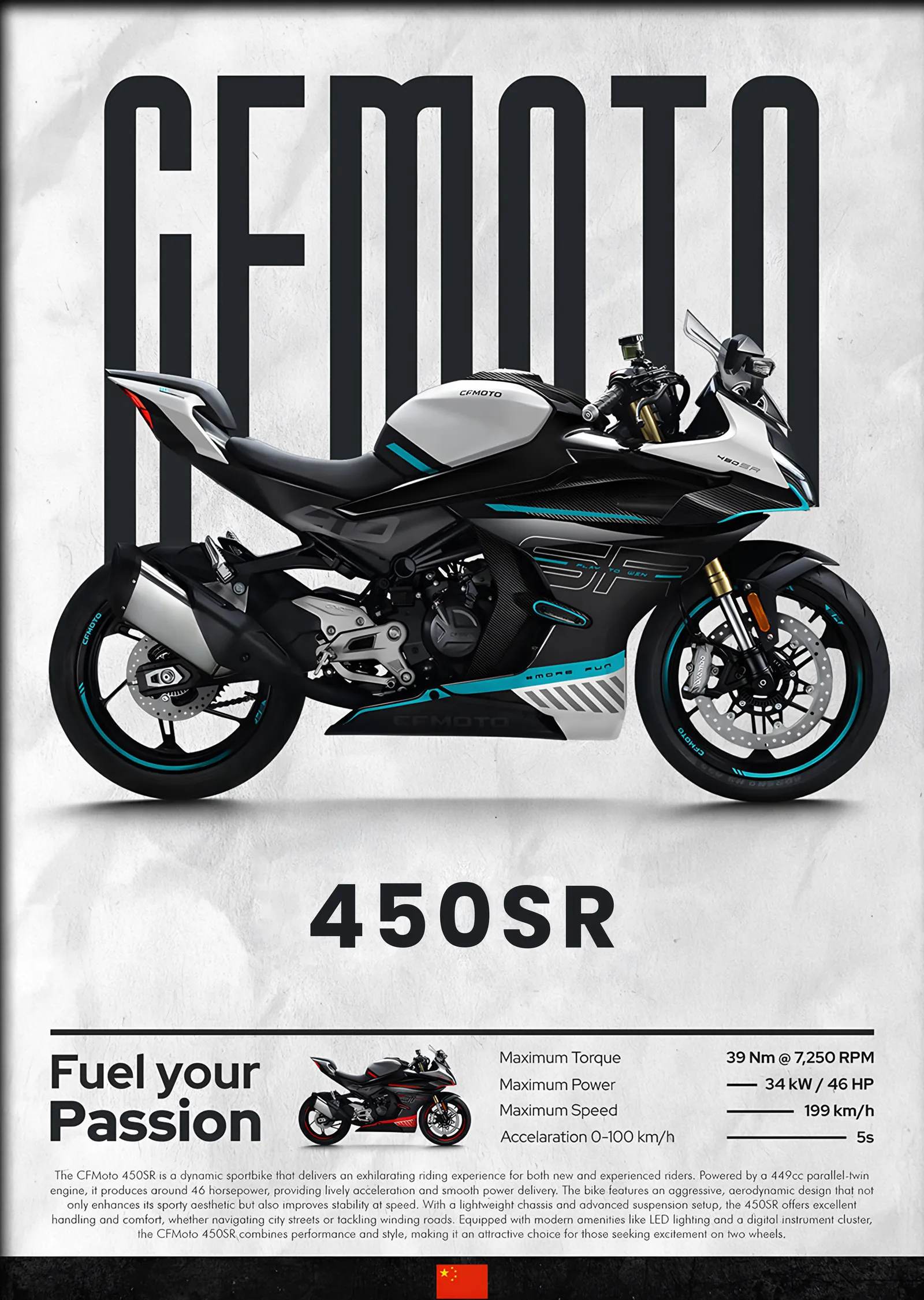 CFMOTO 450SR metal tablo