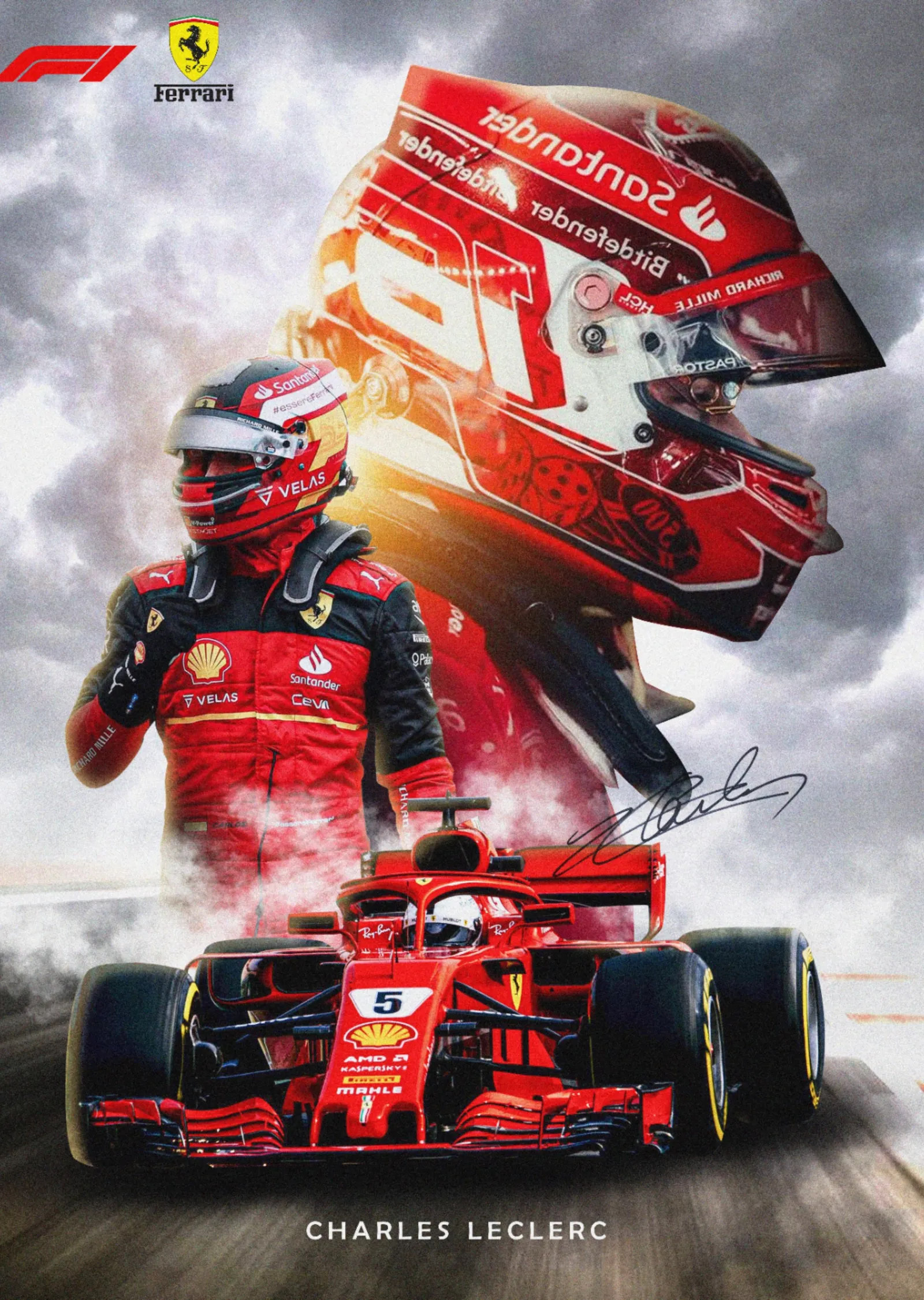 Charles Leclerc - Ferrari Kaskı metal tablo