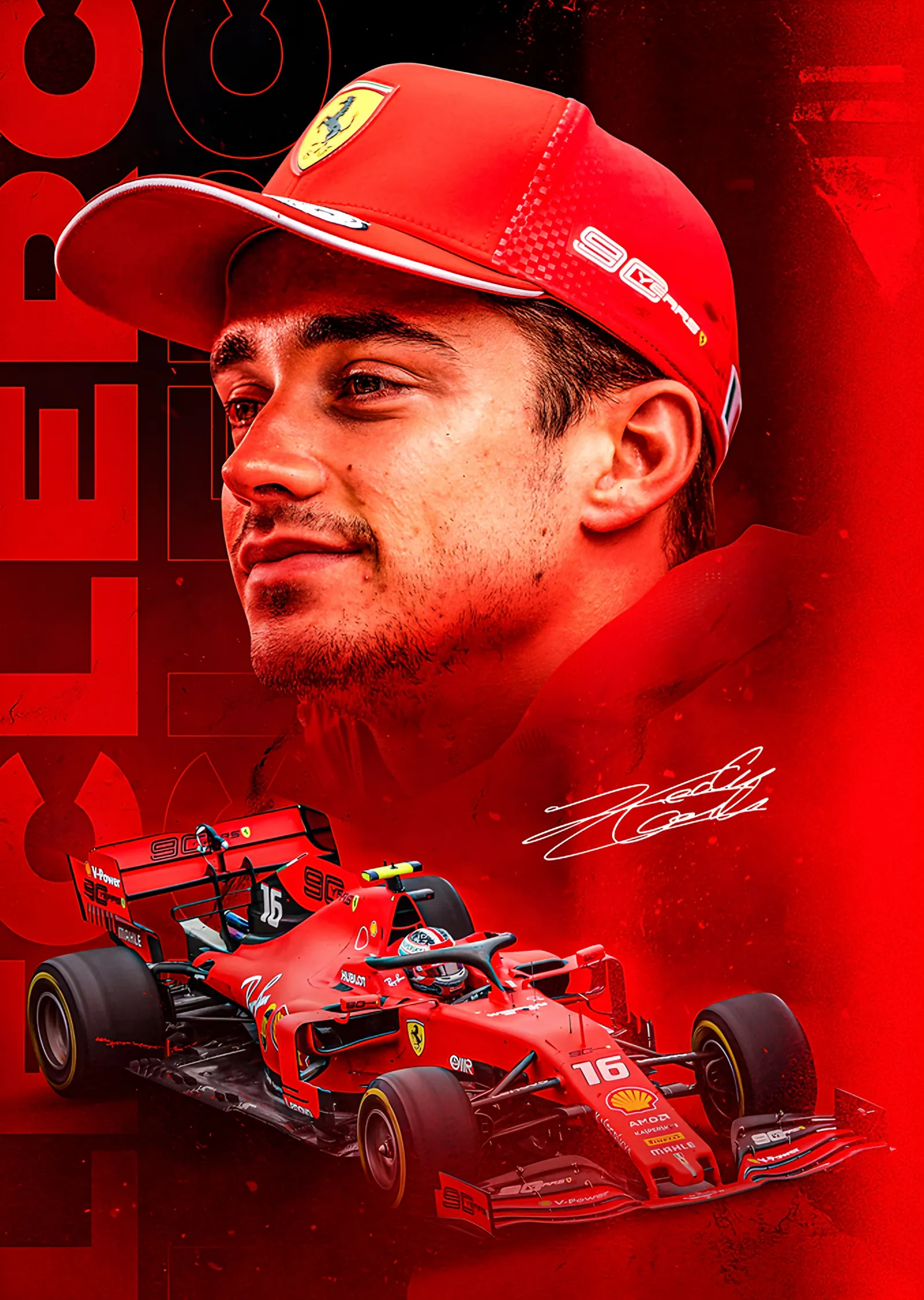 Charles Leclerc - Ferrari Kırmızısı metal tablo