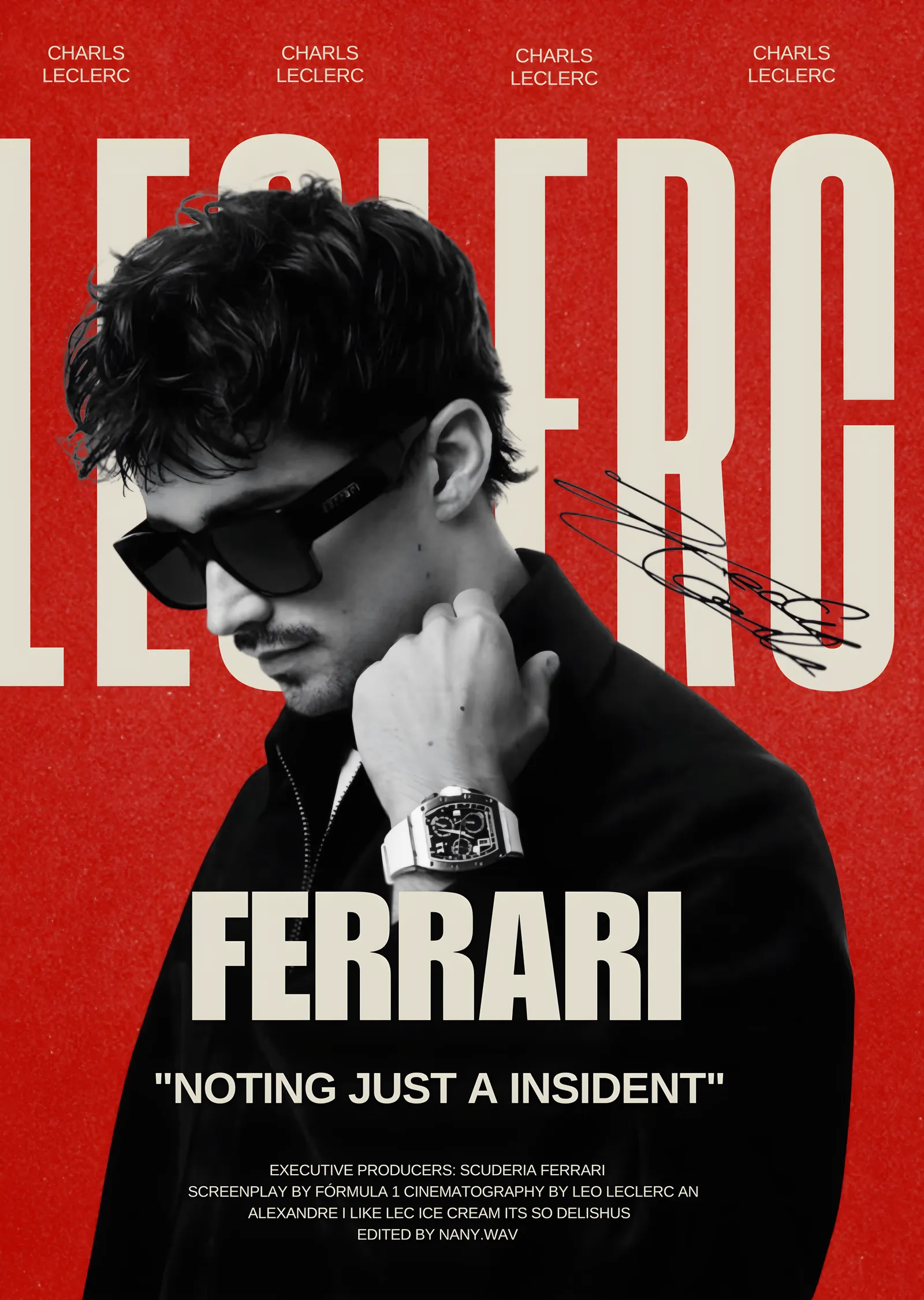 Charles Leclerc - Gözlüklü Portre metal tablo