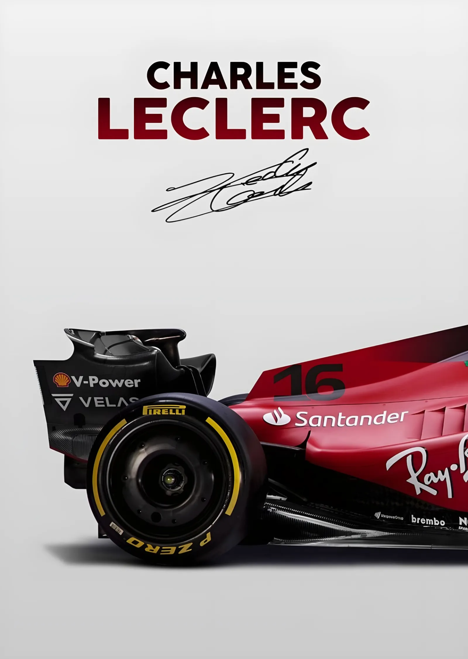 Charles Leclerc - İmza ve Lastik metal tablo