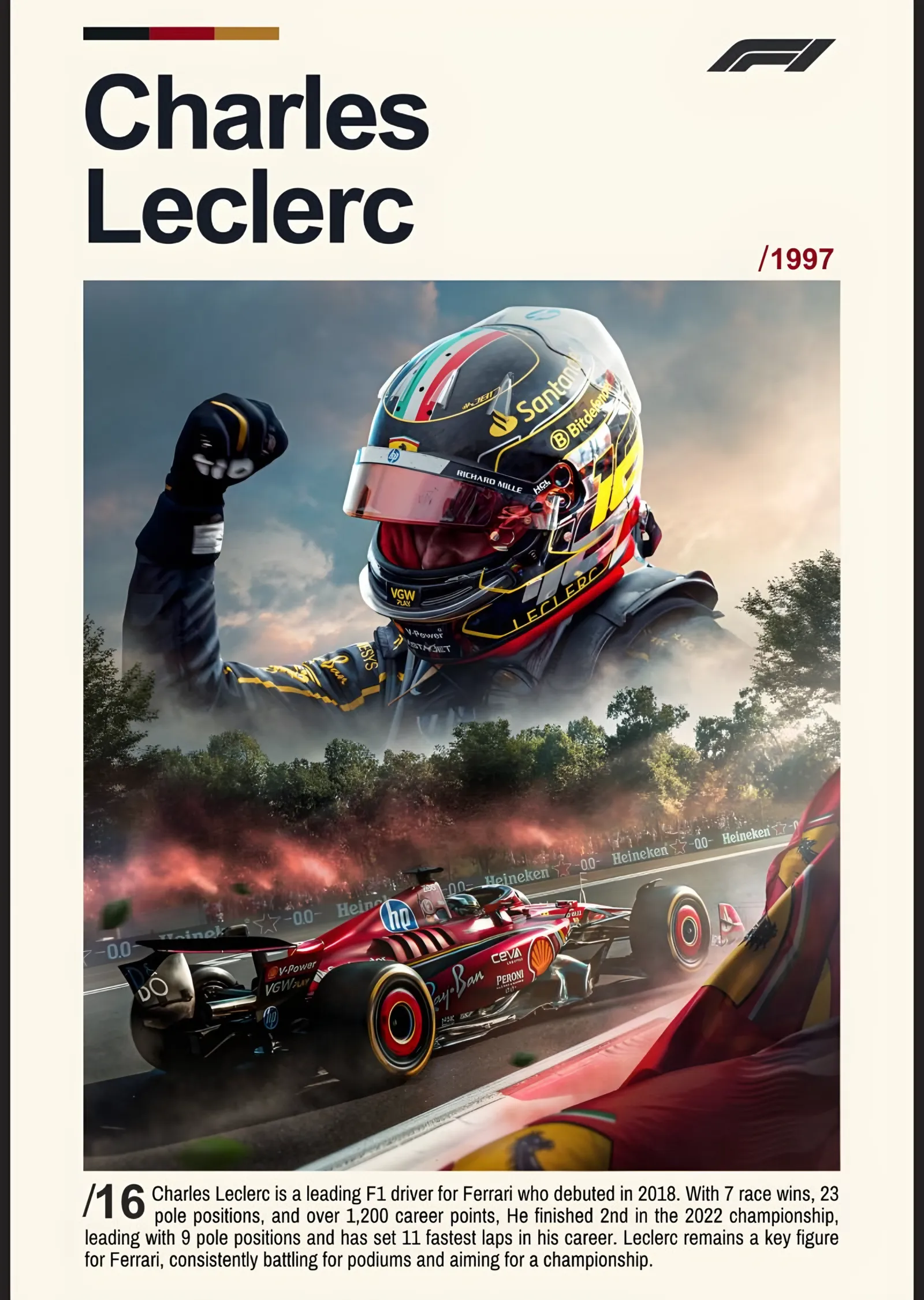 Charles Leclerc - Künye Kartı metal tablo