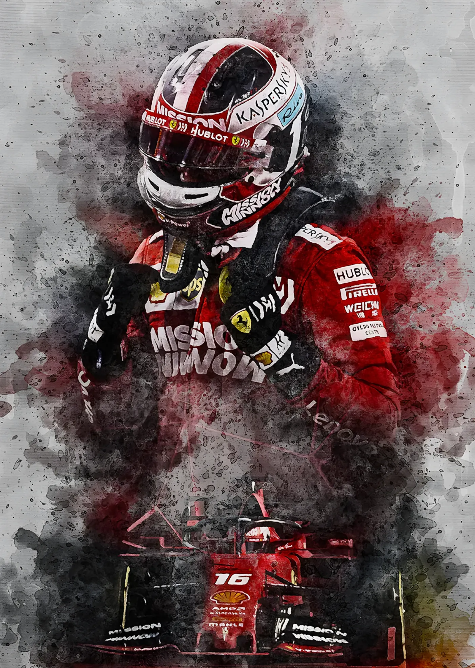 Charles Leclerc - Suluboya Sıçraması metal tablo