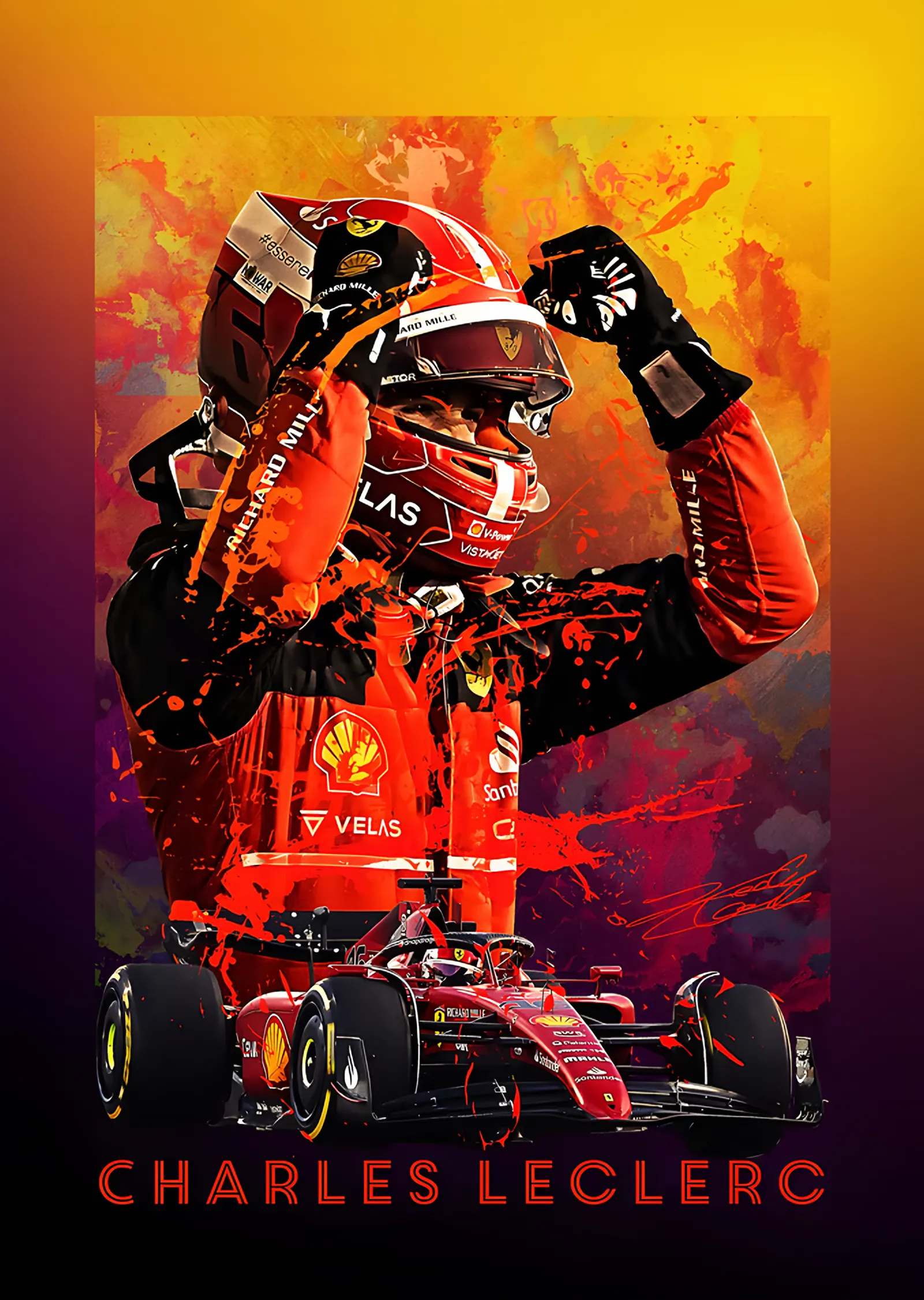 Charles Leclerc - Zafer Anı metal tablo