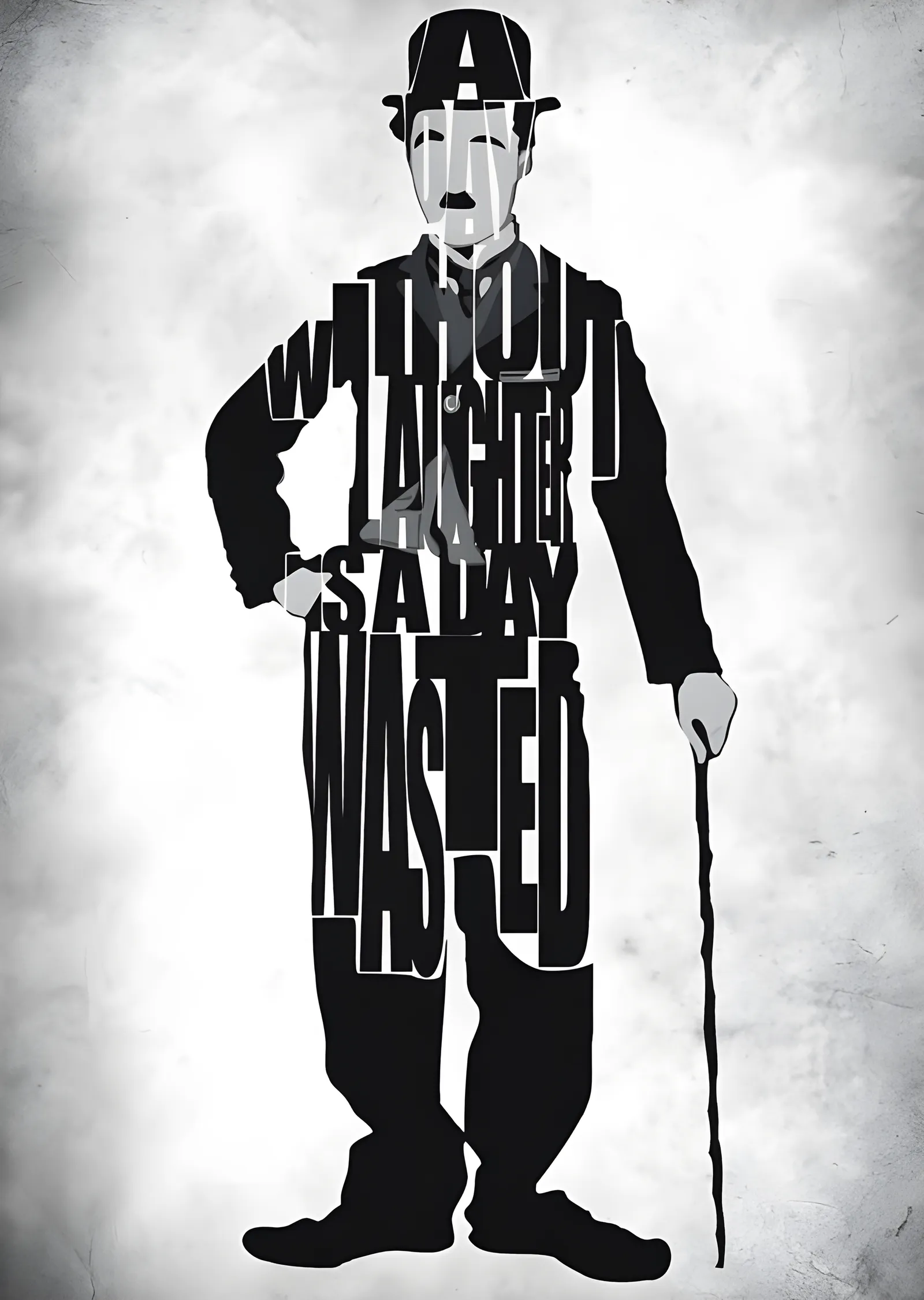 Charlie Chaplin - Tipografi Portre metal tablo