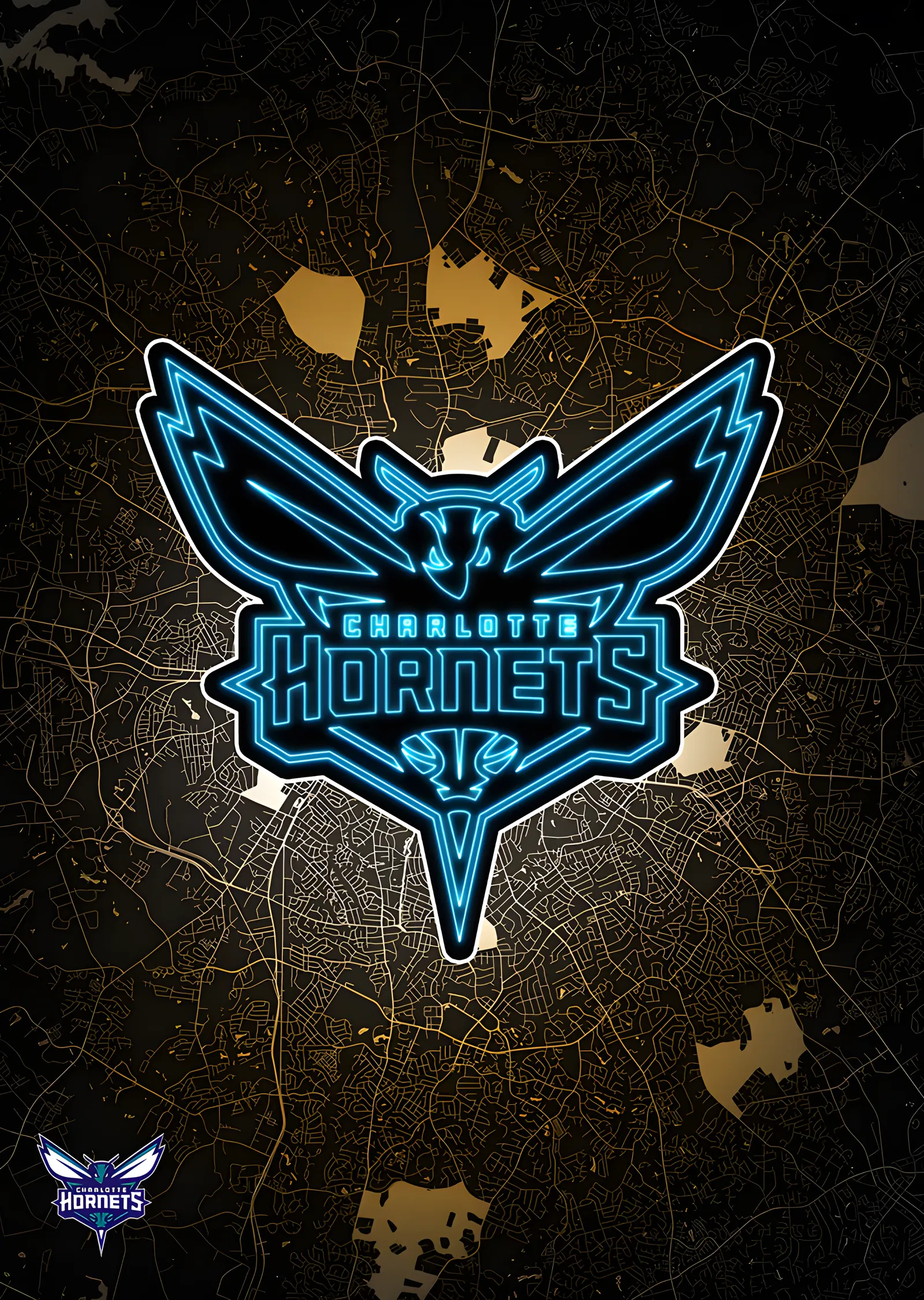 Charlotte Hornets - Şehir Haritası metal tablo