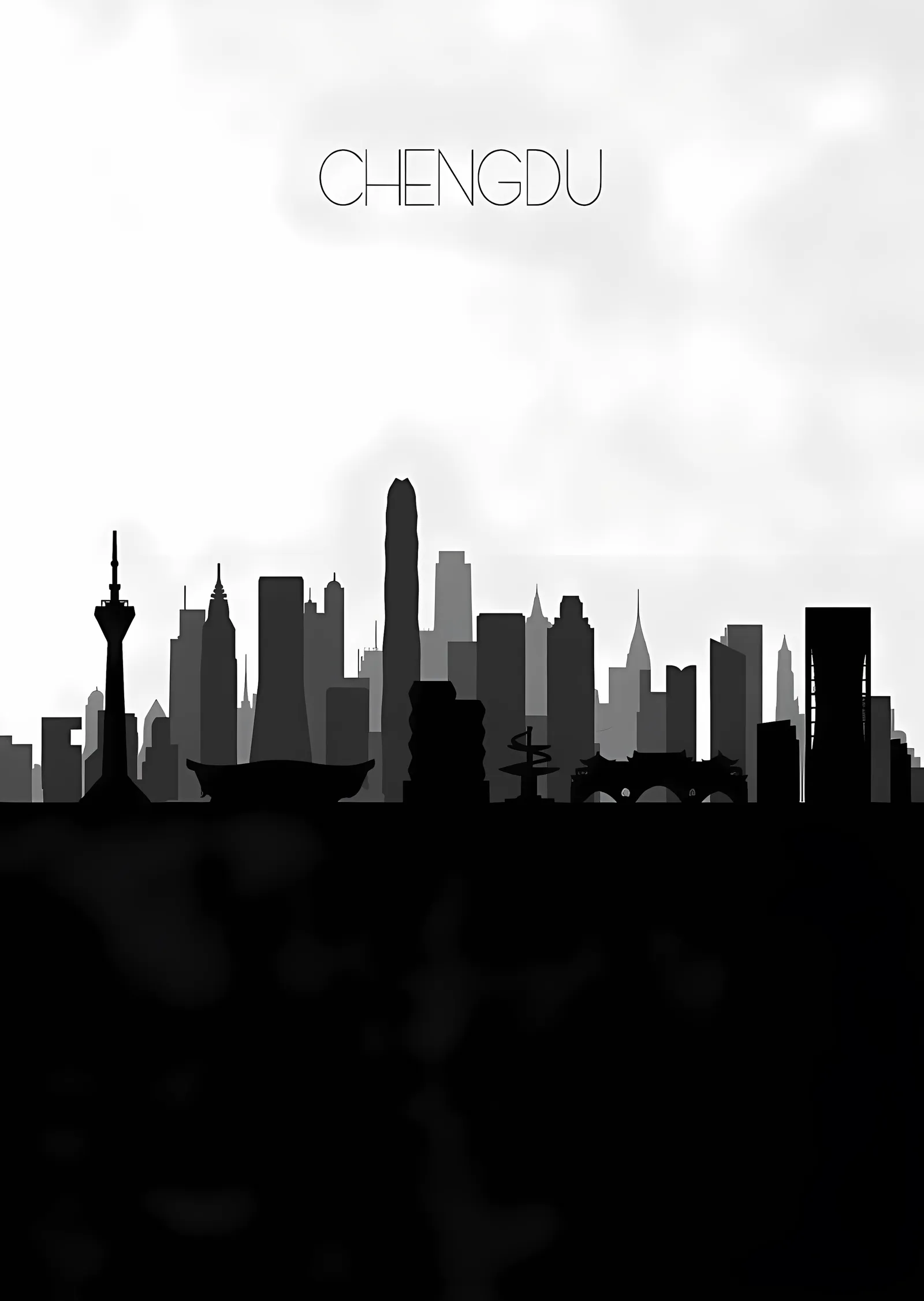Chengdu Silueti metal tablo