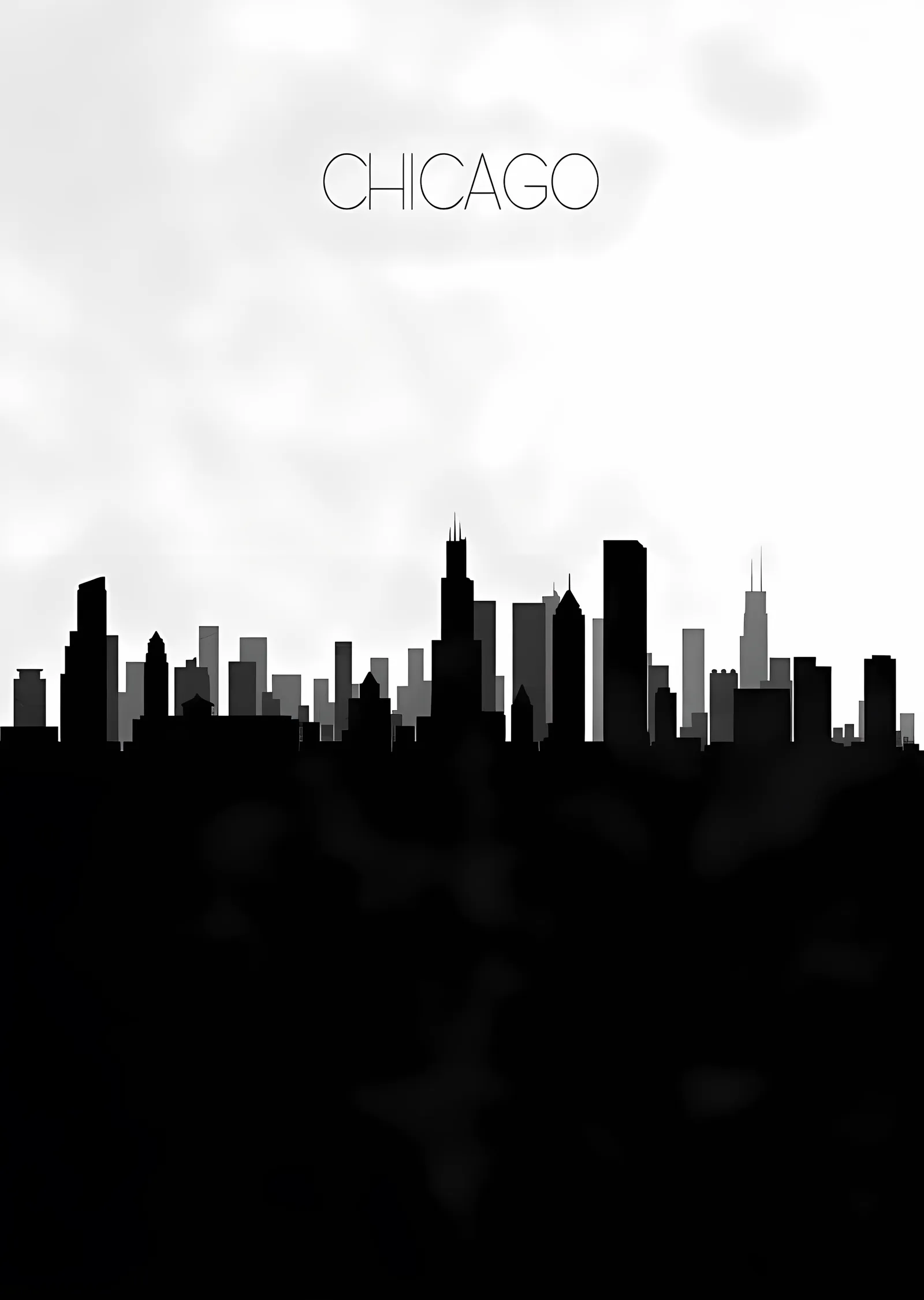 Chicago Silueti metal tablo