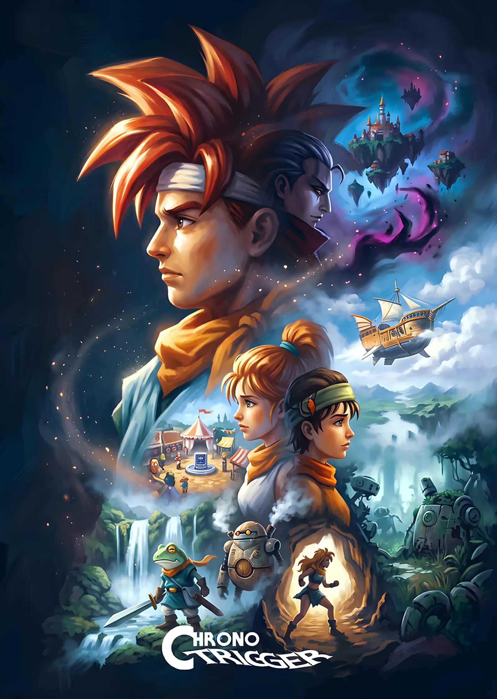 Chrono Trigger: Zaman Yolculuğu Kolajı metal tablo