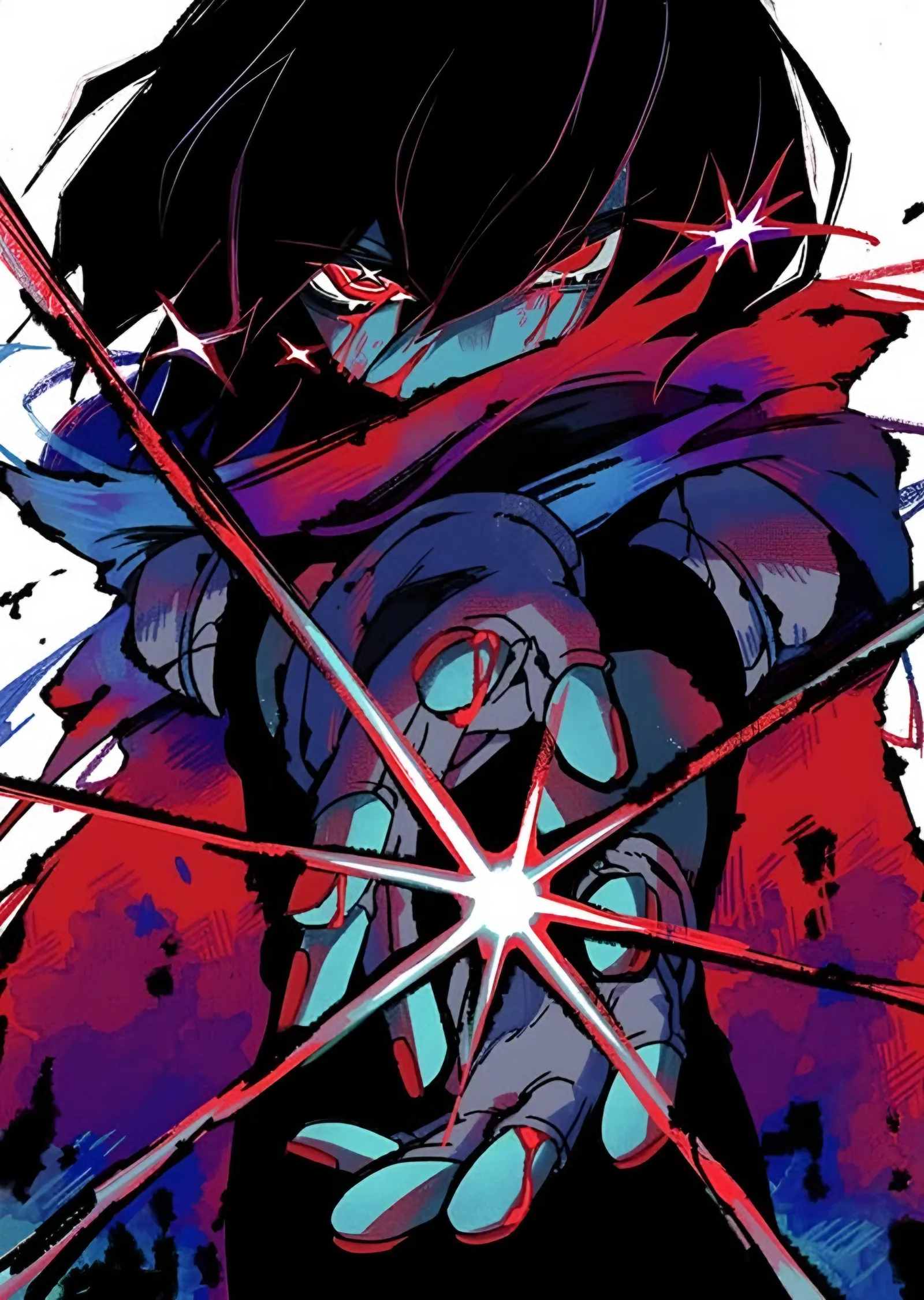 Çifte Kılıçlı Savaşçı: Neon Anime metal tablo