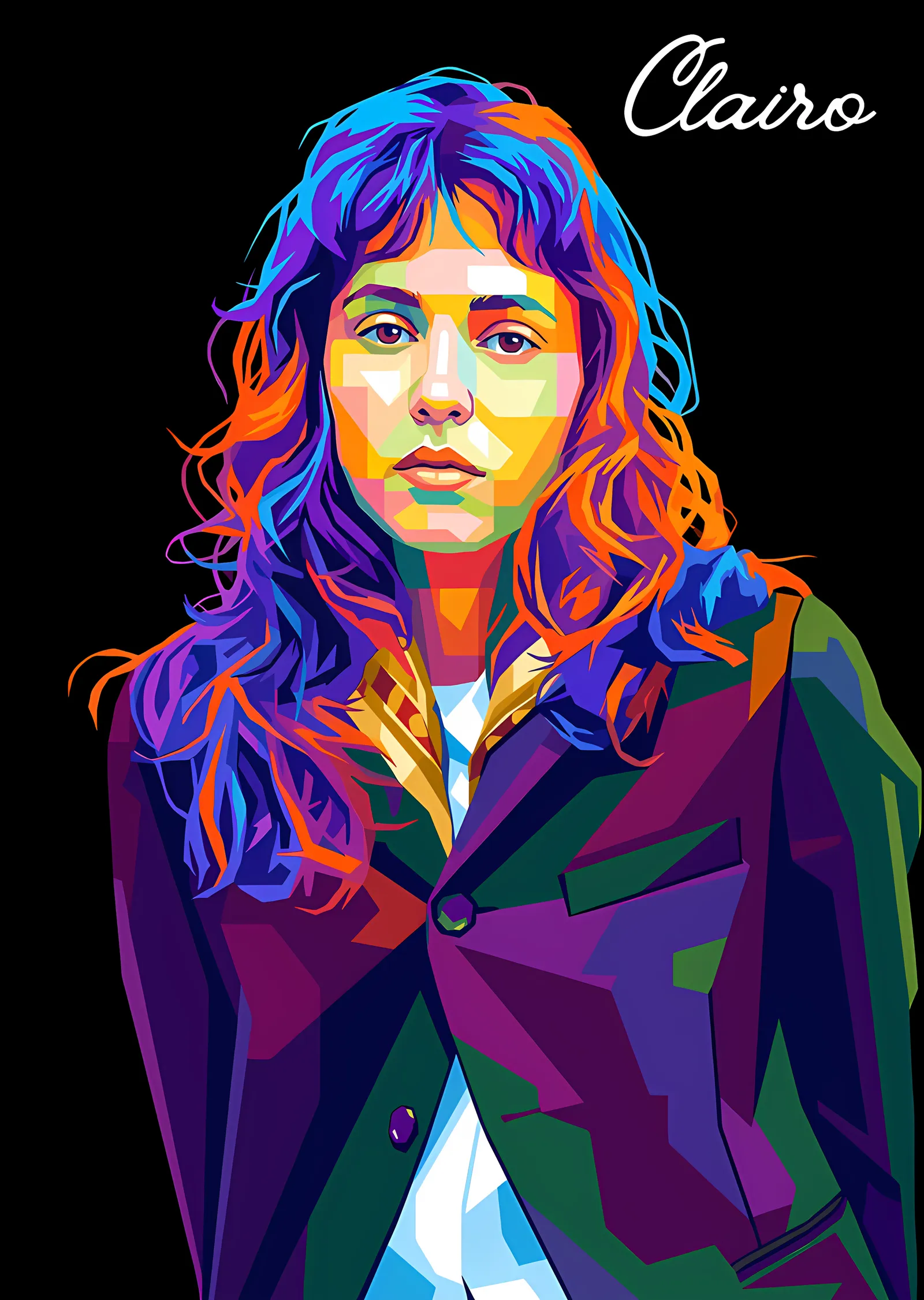 Clairo: Mor Turkuaz Blazer Pop Art metal tablo