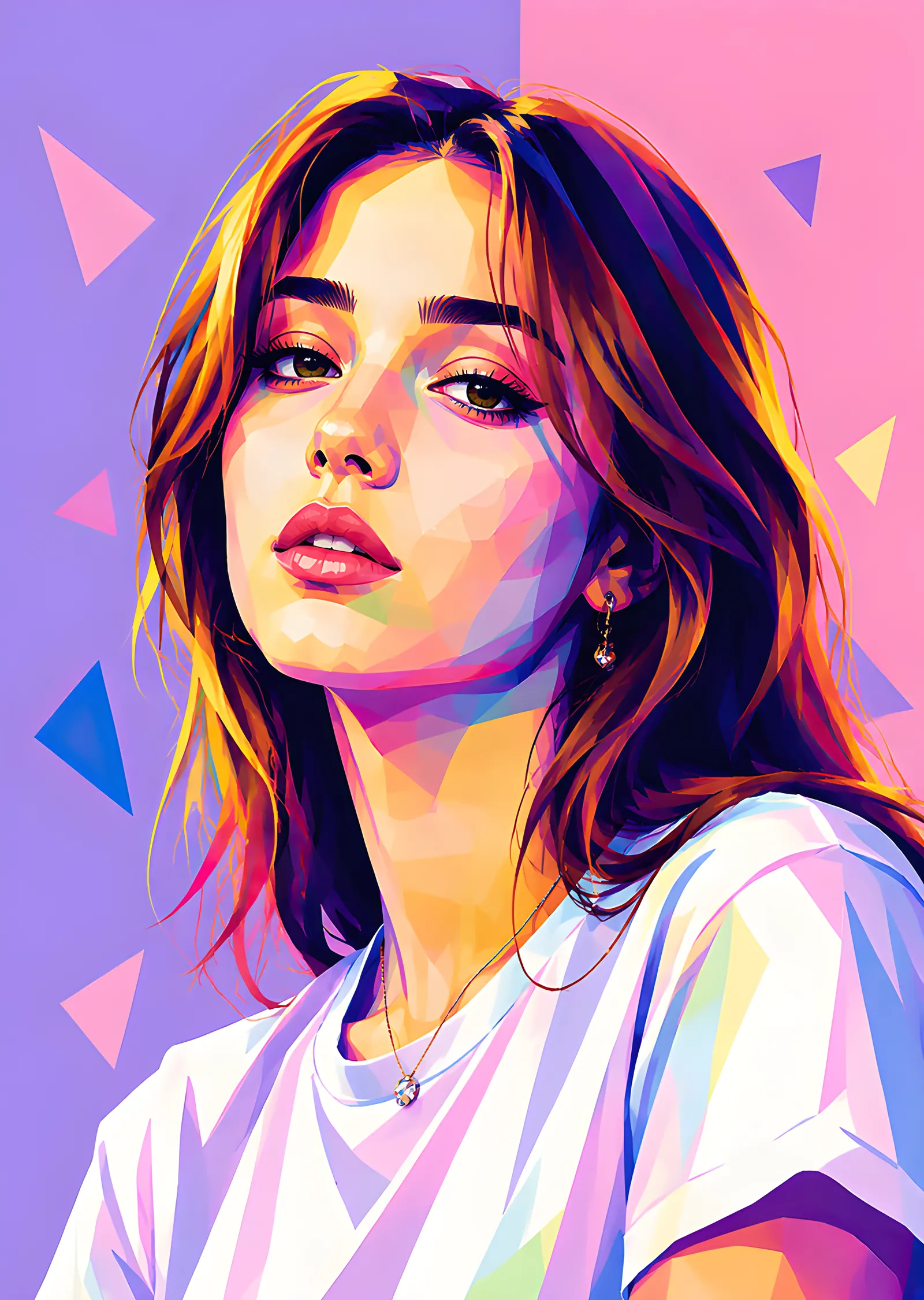 Clairo: Pembe Mavi Üçgen Pop Art metal tablo