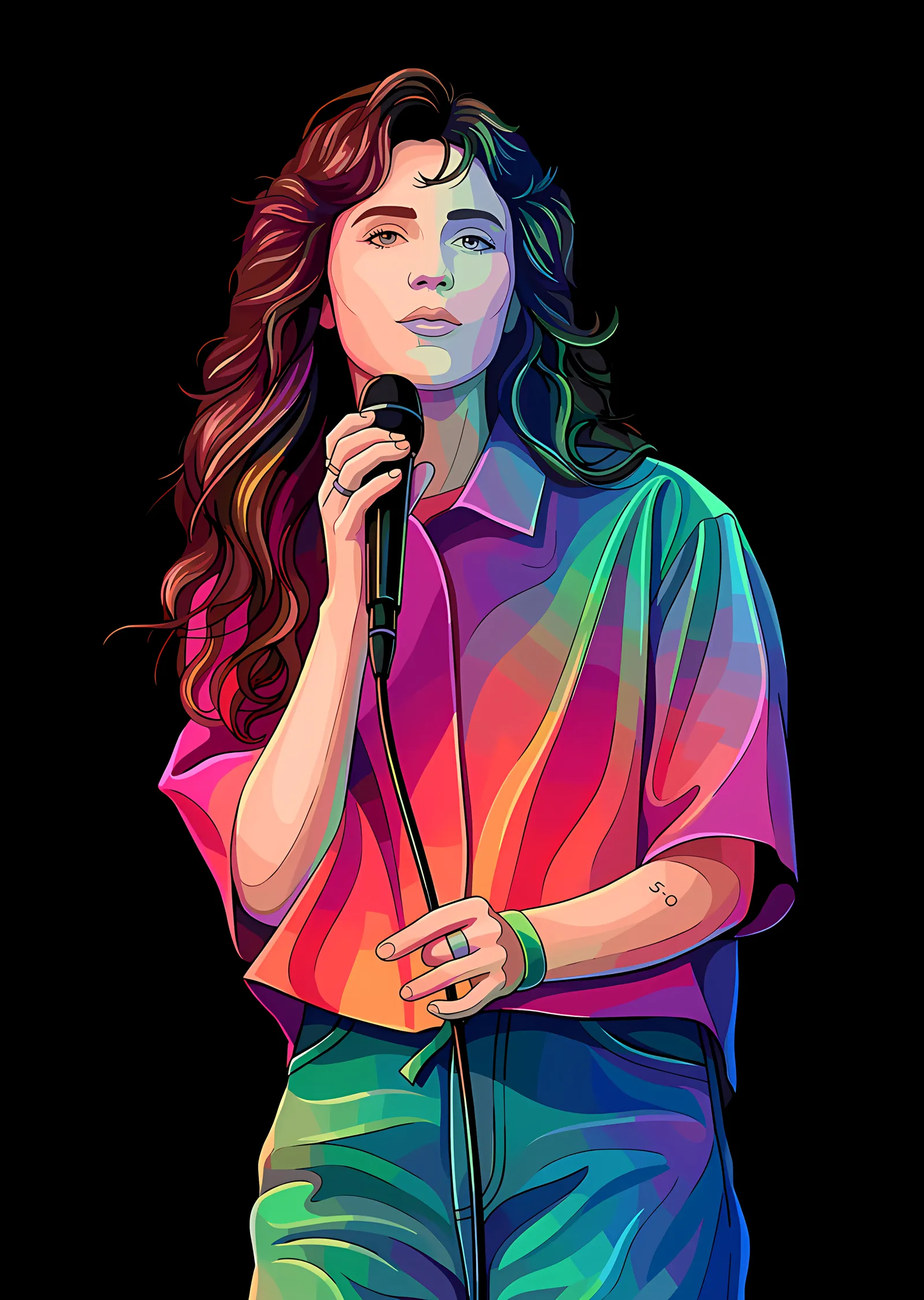 Clairo: Renk Geçişli Sahne Çizimi metal tablo