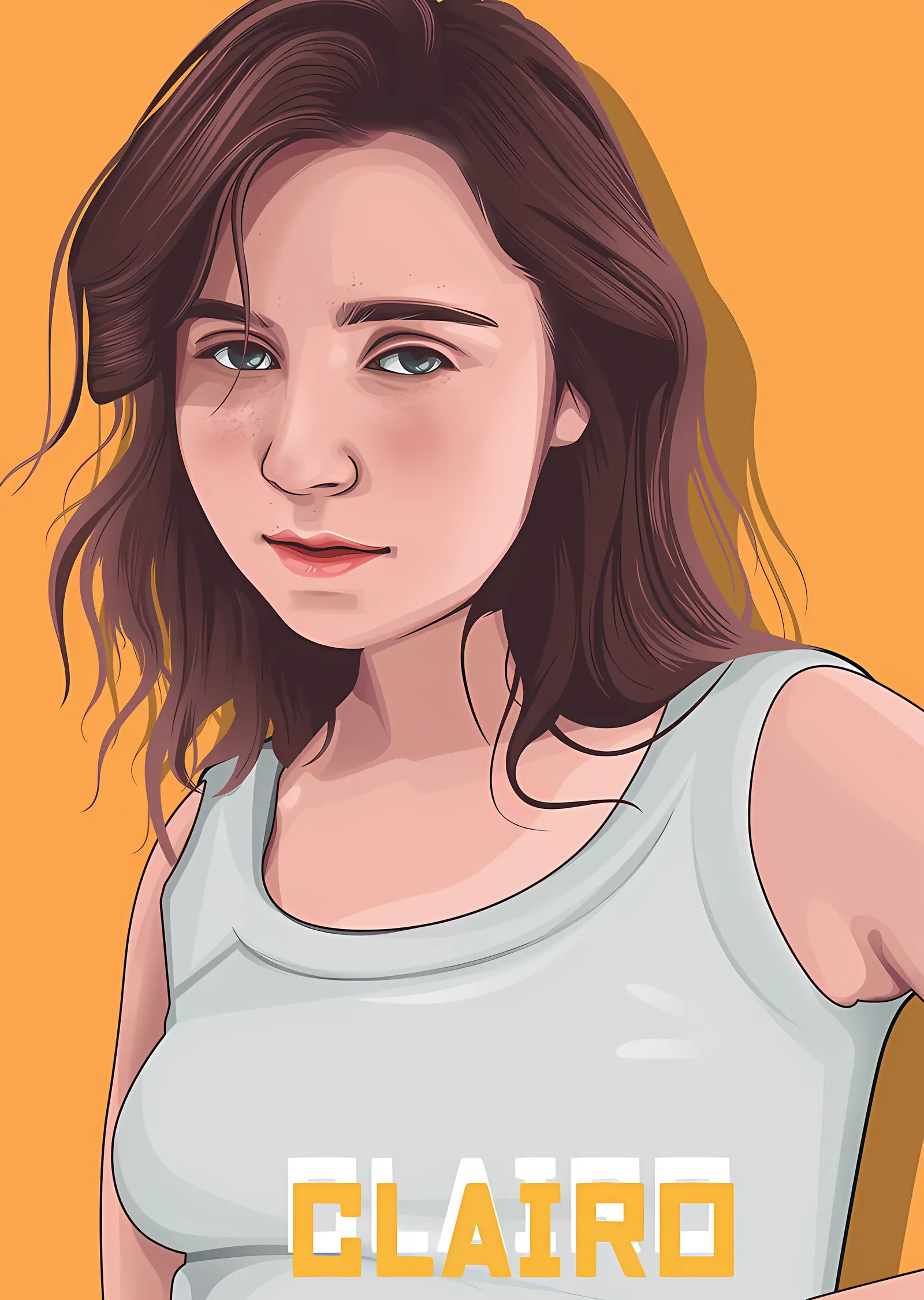 Clairo: Turuncu Zeminde Çizim metal tablo